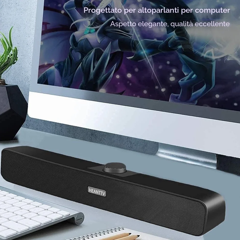 HEANTTV Altoparlanti per Computer USB Stereo Desktop Speakers (USB+3.5mm)
