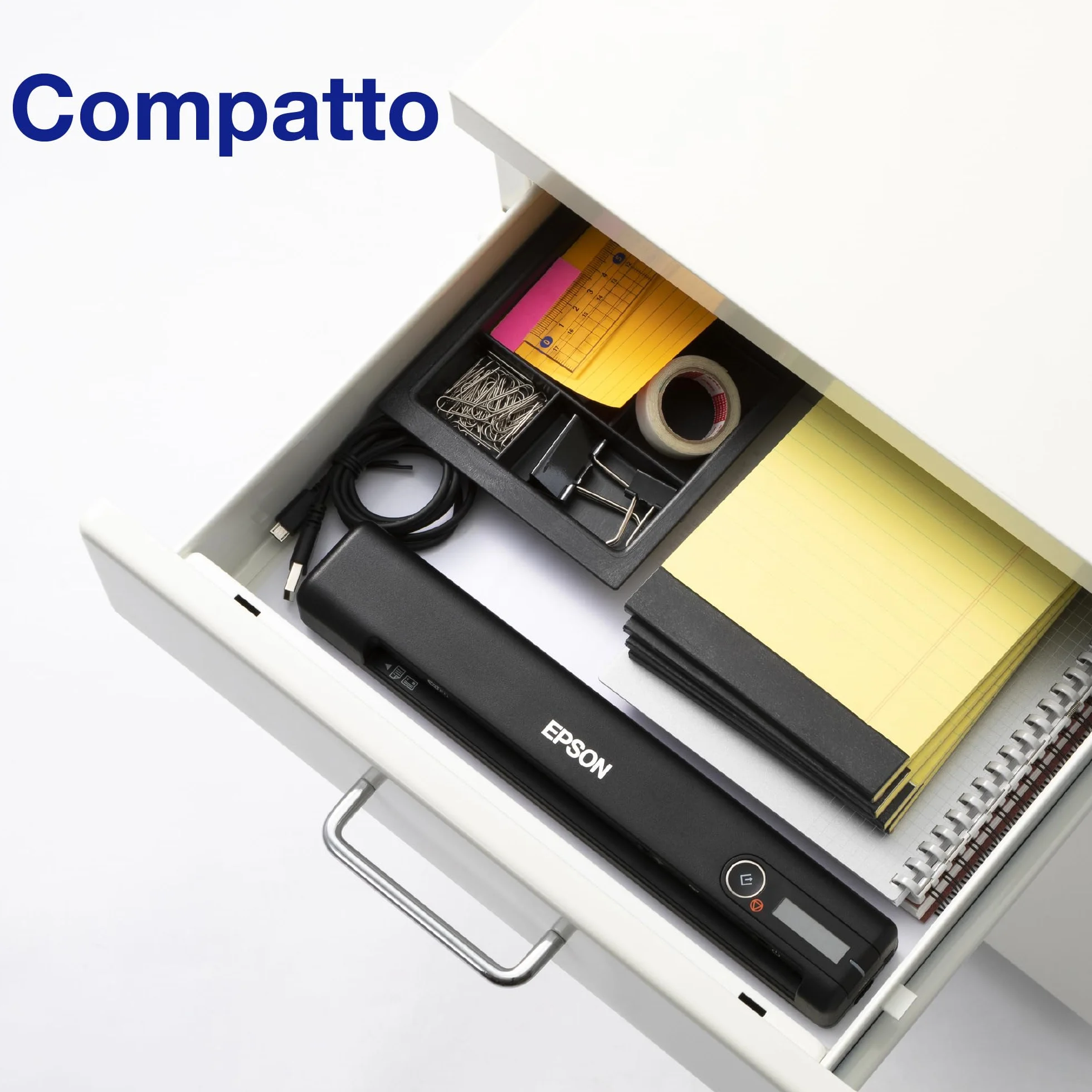 Epson WorkForce ES-60W Scanner Portatile Compatto, Wireless Wi-Fi Direct, 600dpi, Alimentazione Automatica, 8,5 ppm