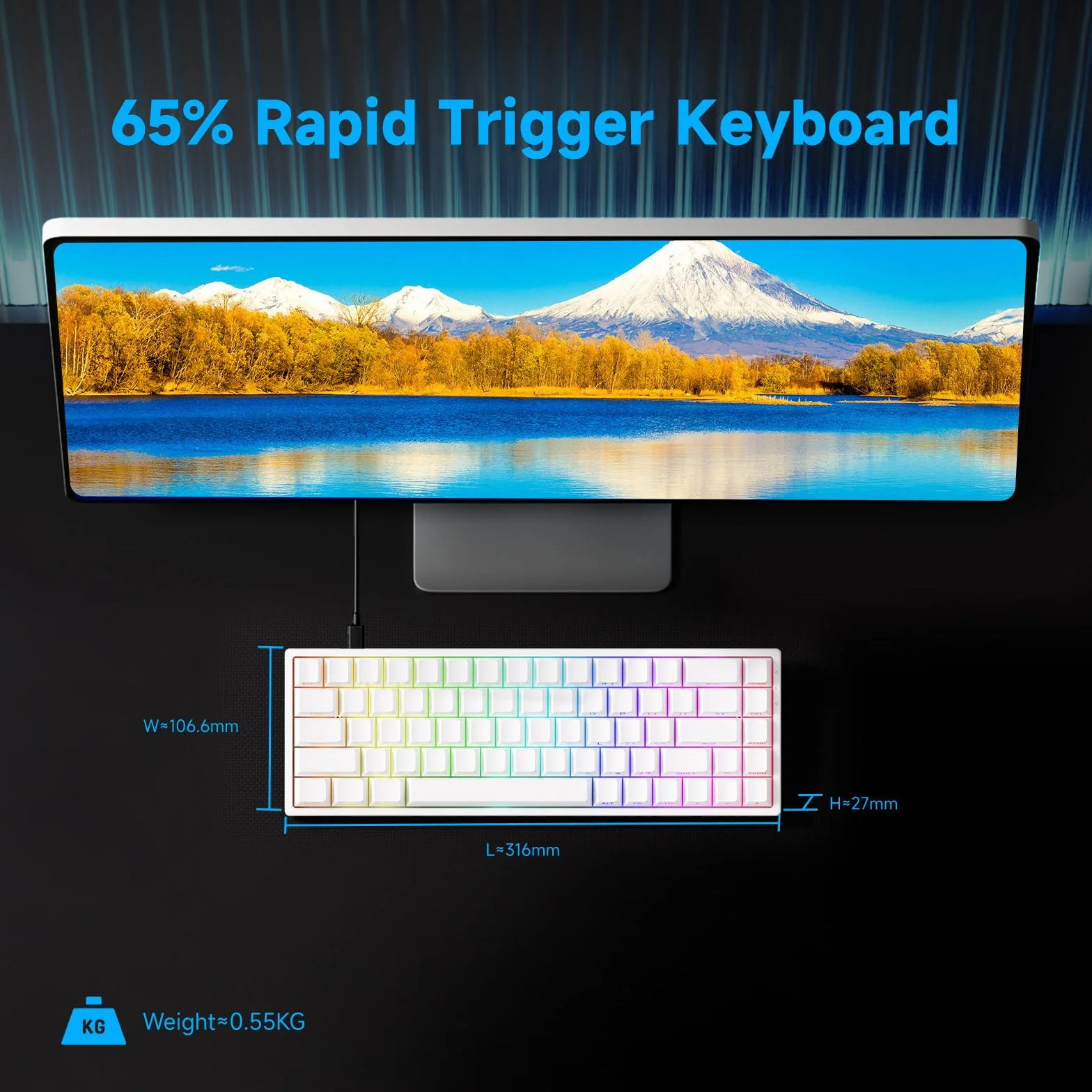 MONSGEEK Tastiera FUN68 HE Rapid Trigger 0,005 ms 8000 Hz RGB 65% Cablata Interruttore Magnetico