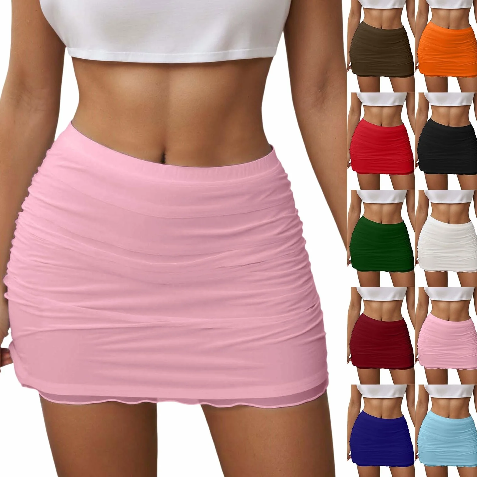 Mini gonna sexy in pizzo stretto, linea ad A, slim fit, elasticizzata, per feste