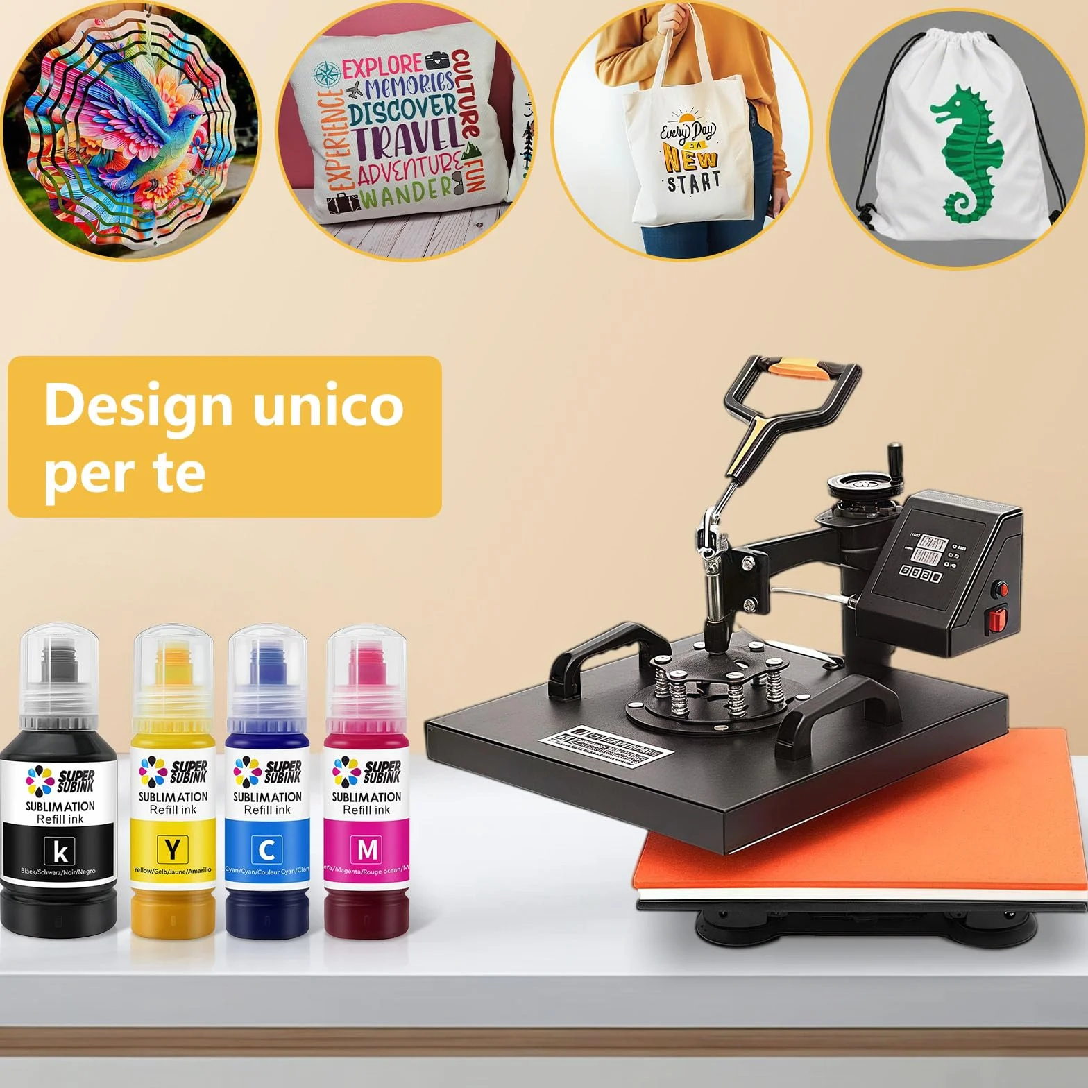 Inchiostro Sublimazione per Epson Ecotank ET-2876 ET-1810 ET-2826 ET-2861 ET-2870 ET-2871 ET-2865 ET-15000 ET-2810 ET-2856 ET-2870, Inchiostro a Sublimazione