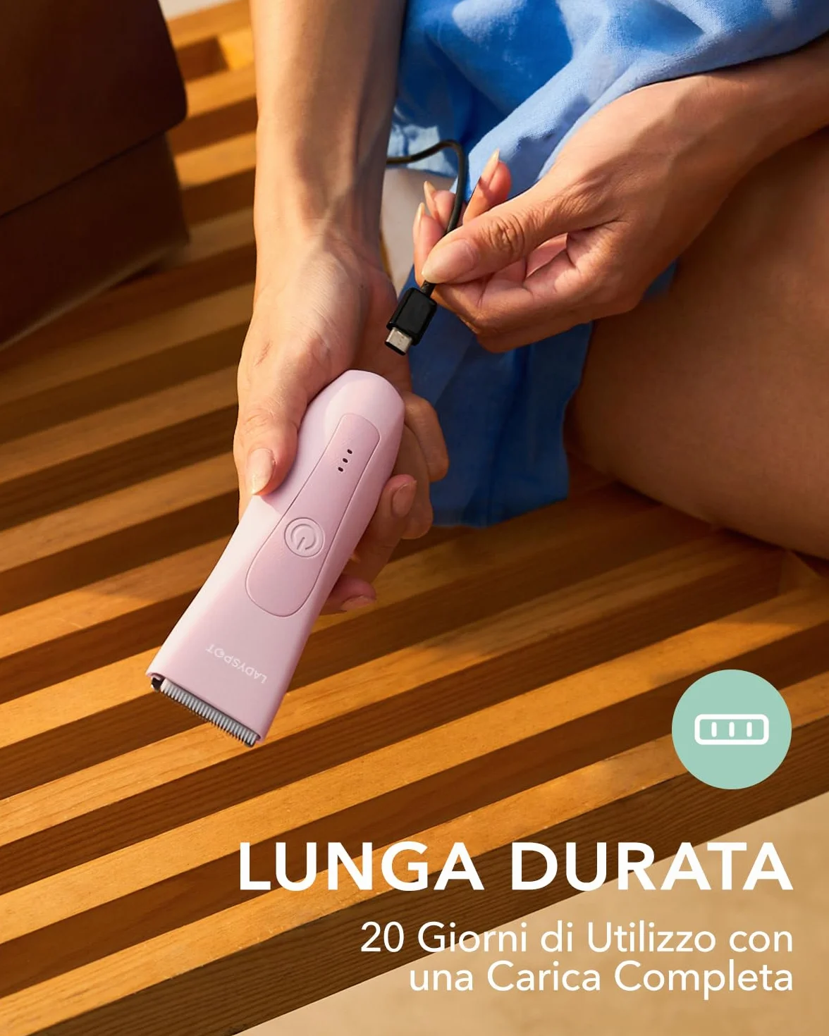 MANSPOT Depilatore Corpo Donna, Rasoio Elettrico Impermeabile con Testine in Ceramica Sostituibili (Rosa)