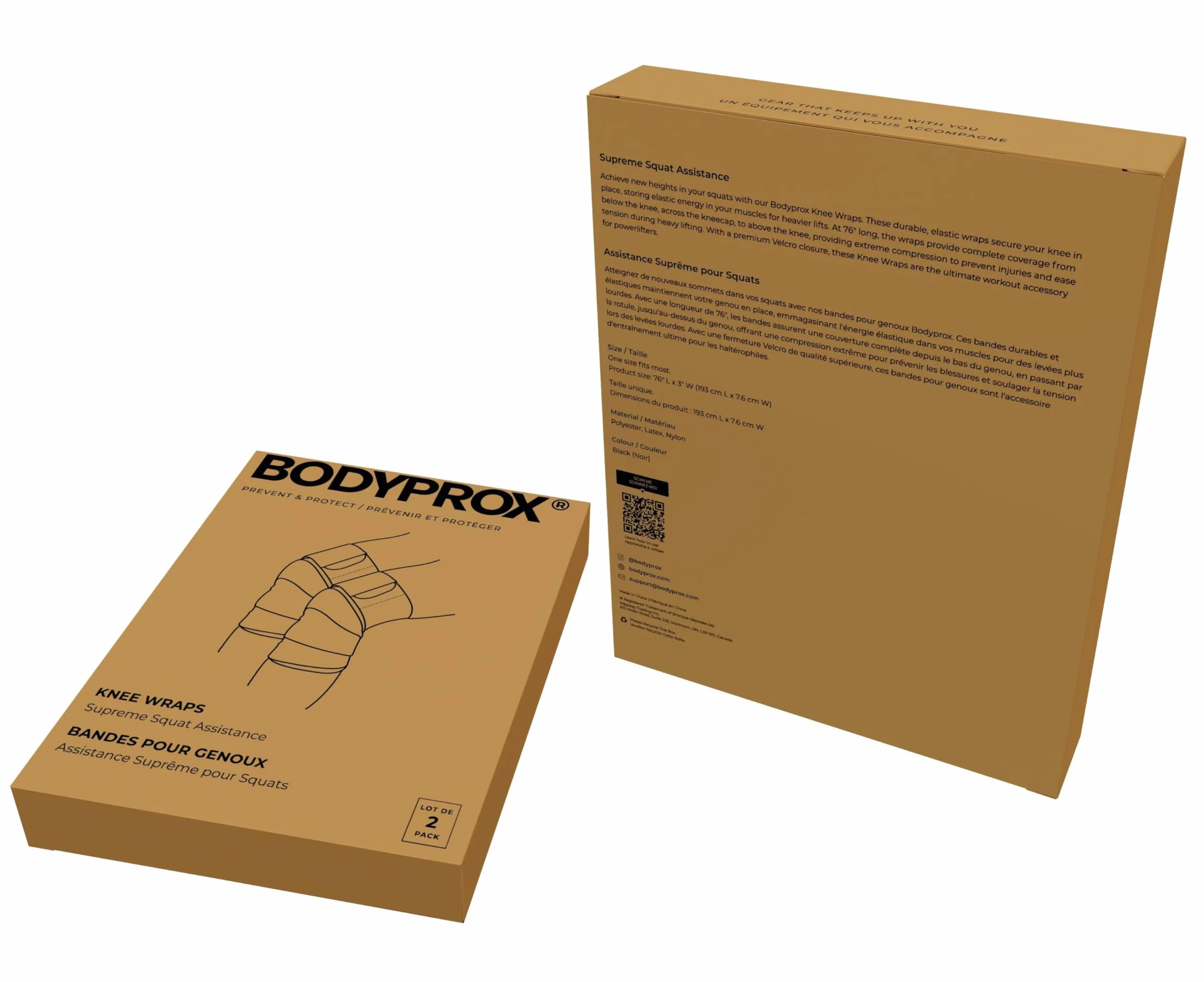 Bodyprox Ginocchiera per squat, sollevamento pesi, powerlifting, leg press e cross training