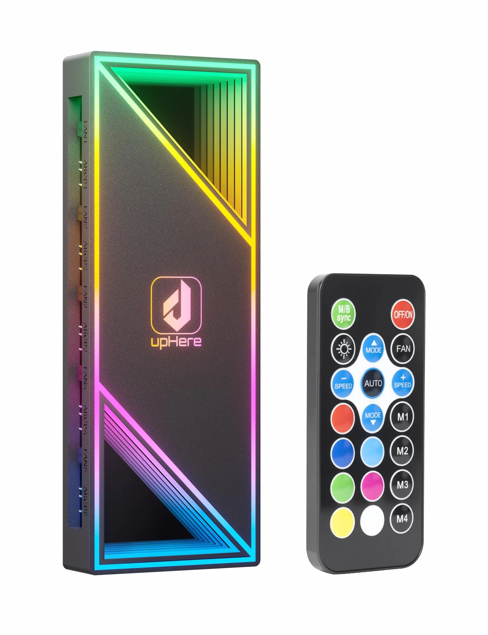 upHere Hub Ventole ARGB Magnetico 12 Porte PWM 5V 3Pin Infinity Mirror Nero