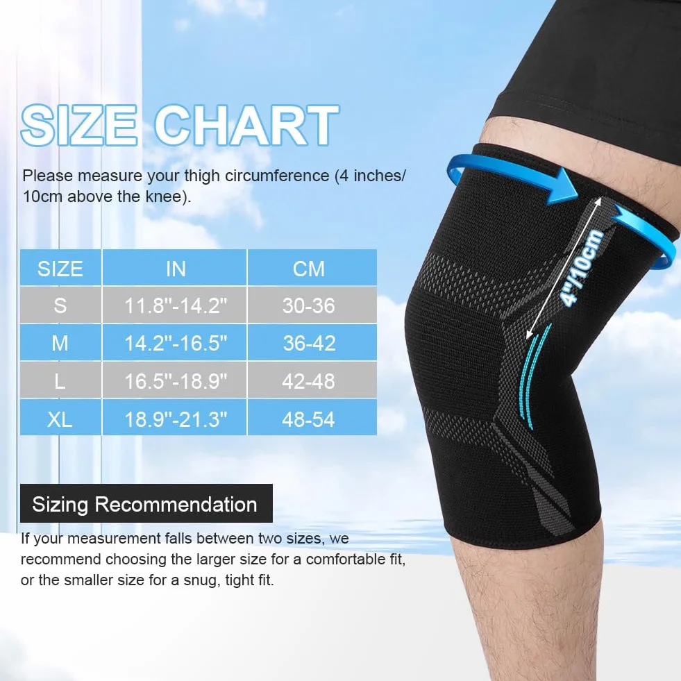 AOOWU Ginocchiera Ortopedica 2 Pezzi Stabilizzante Supporto Tutore Antiscivolo Compressione per Artrite Corsa Lesioni (L)