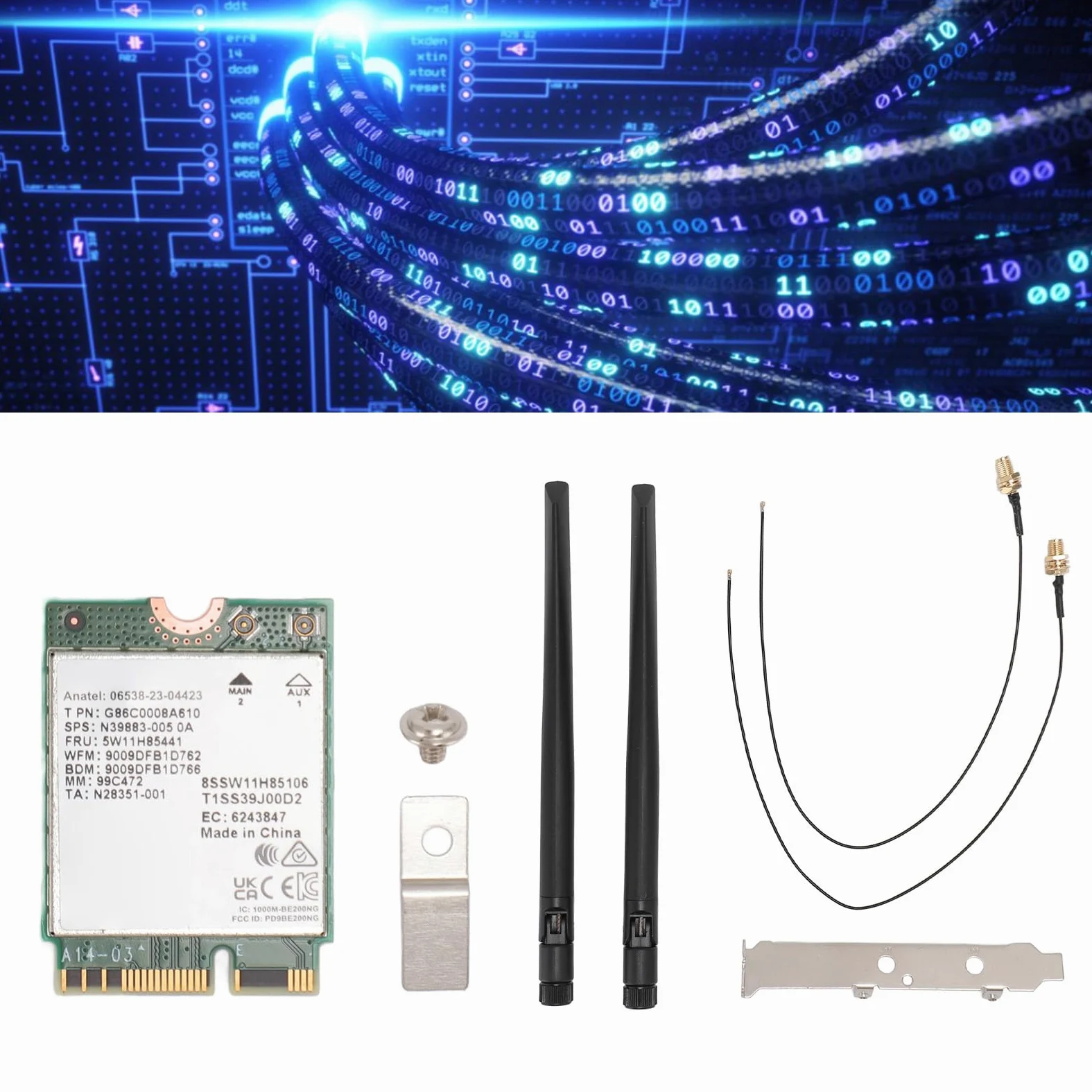 Topiky BE200NGW Scheda di Rete Wireless WiFi 7 Adattatore Bluetooth 5.4 Ad Alta velocità per PC Streaming 2.4G 5G 6G (Scheda WiFi 7 con antenna e staffa)