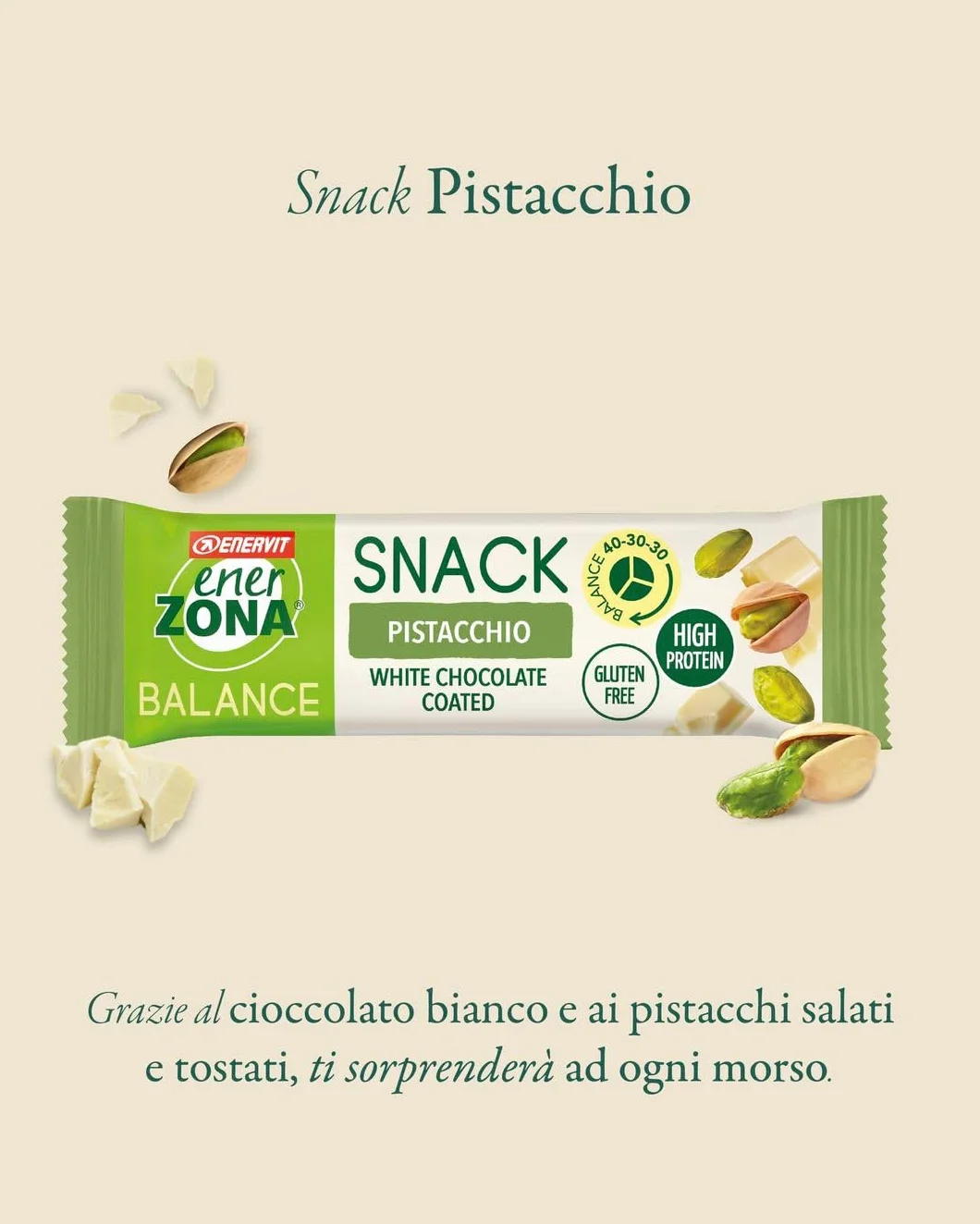Enervit Enerzona Protein Snack 40-30-30 Gusto Pistacchio 15 Barrette Proteiche 27gr