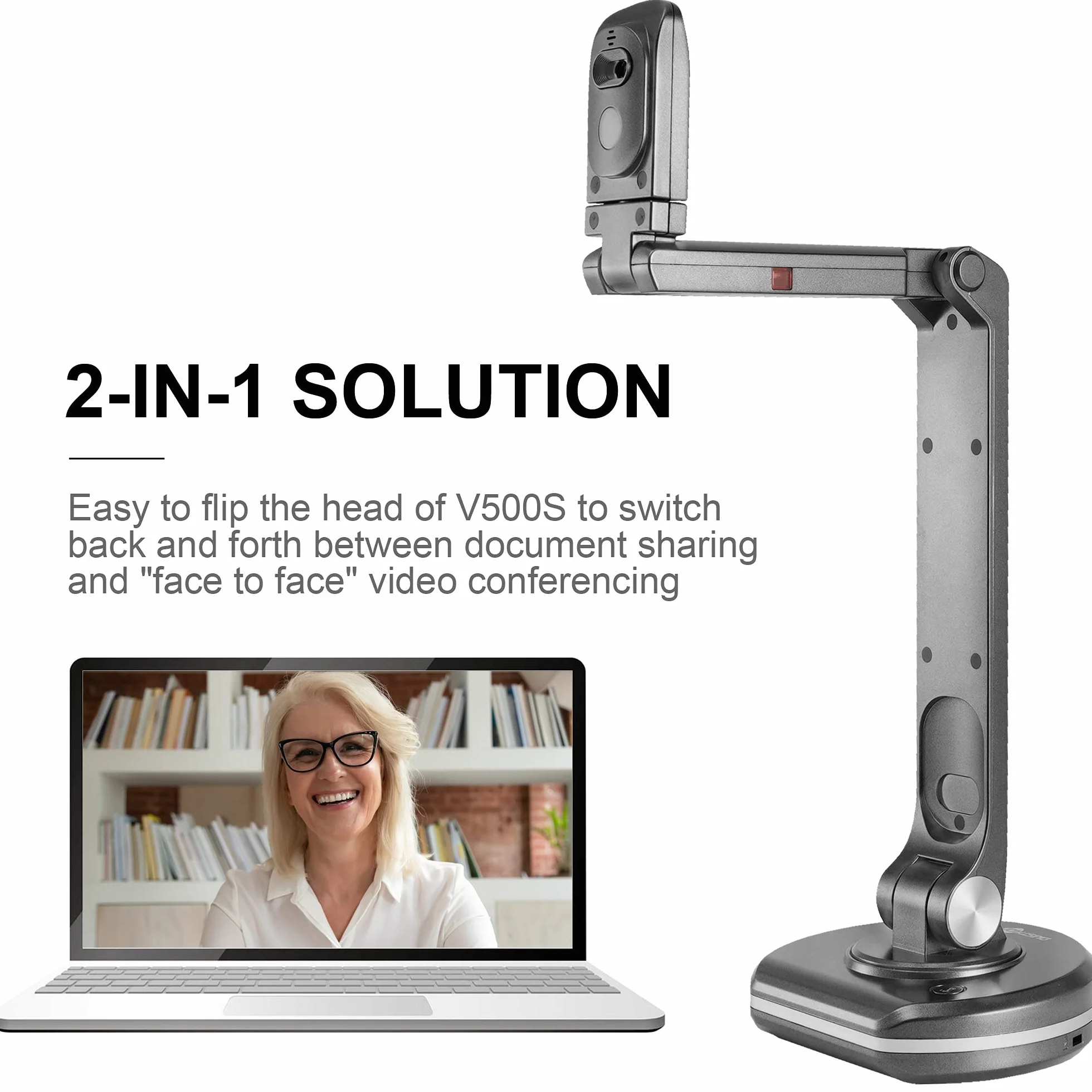 JOYUSING V500S Fotocamera per documenti 8 MP, luci, visualizzatore A3, OCR, demo, conferenze web, apprendimento distanza per Windows, Mac