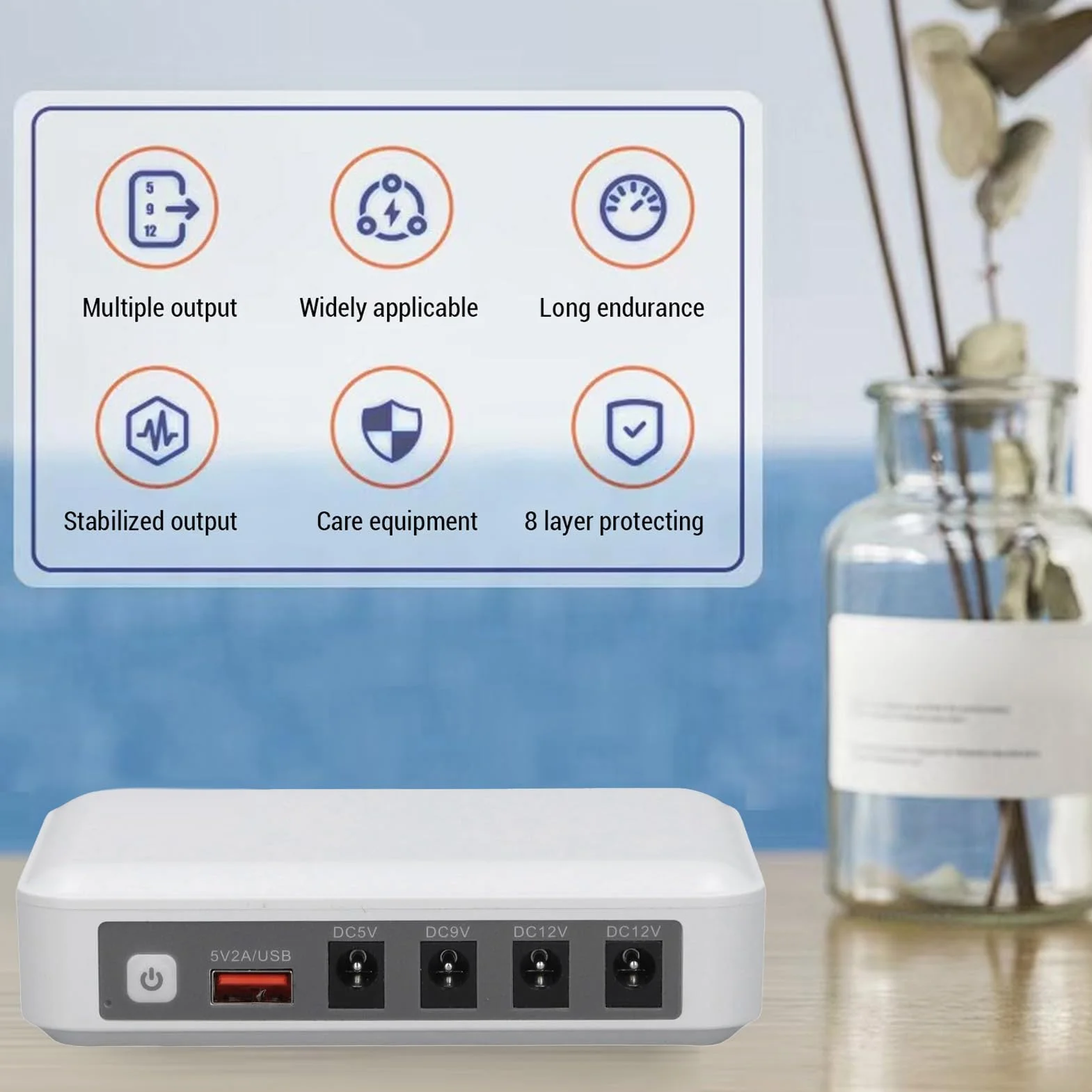 UPS Batteria Backup 6000Mah Alimentazione Ininterrotta con Indicatore LED Intelligente 5V 9V 12V Uscita più Protezioni Emergenza Potenza di Emergenza (Spina europea)