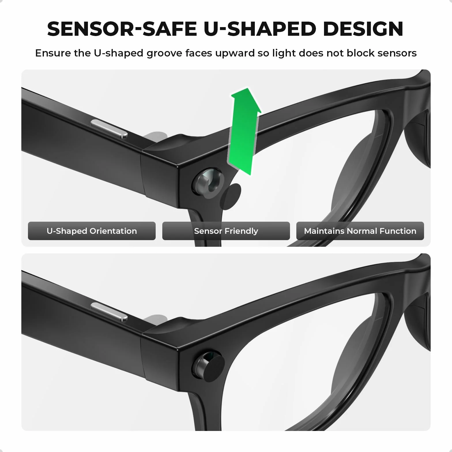 LED Light Blocking Stickers Compatible with Ray-Ban Meta Smart Glasses, Ultra-Thin Reusable U-Shaped Stickers, Privacy and Glare Reduction 20pcs