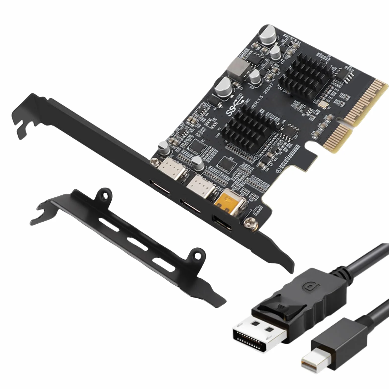 Scheda di espansione PCI-E Type-C a 3 porte PCI-E X4/X8/X16 su 2 x USB 3.0 tipo C & DP1.4 uscita video 4K 60Hz supporta USB 3.2 10Gbps trasferimento dati per PC desktop