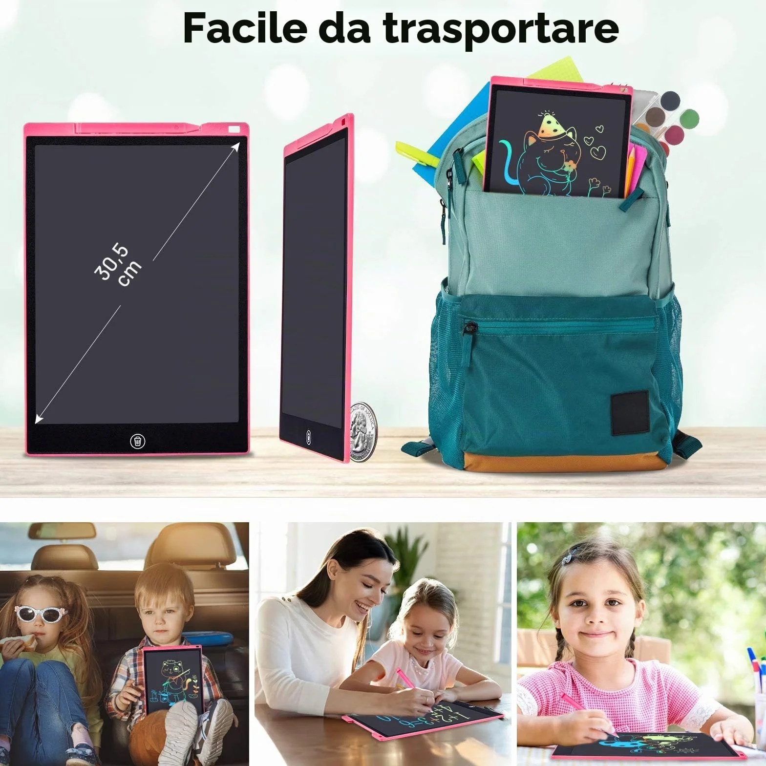 Tavoletta Grafica LCD 12 Pollici, Lavagna Portatile da Disegno con Penna per Bambini