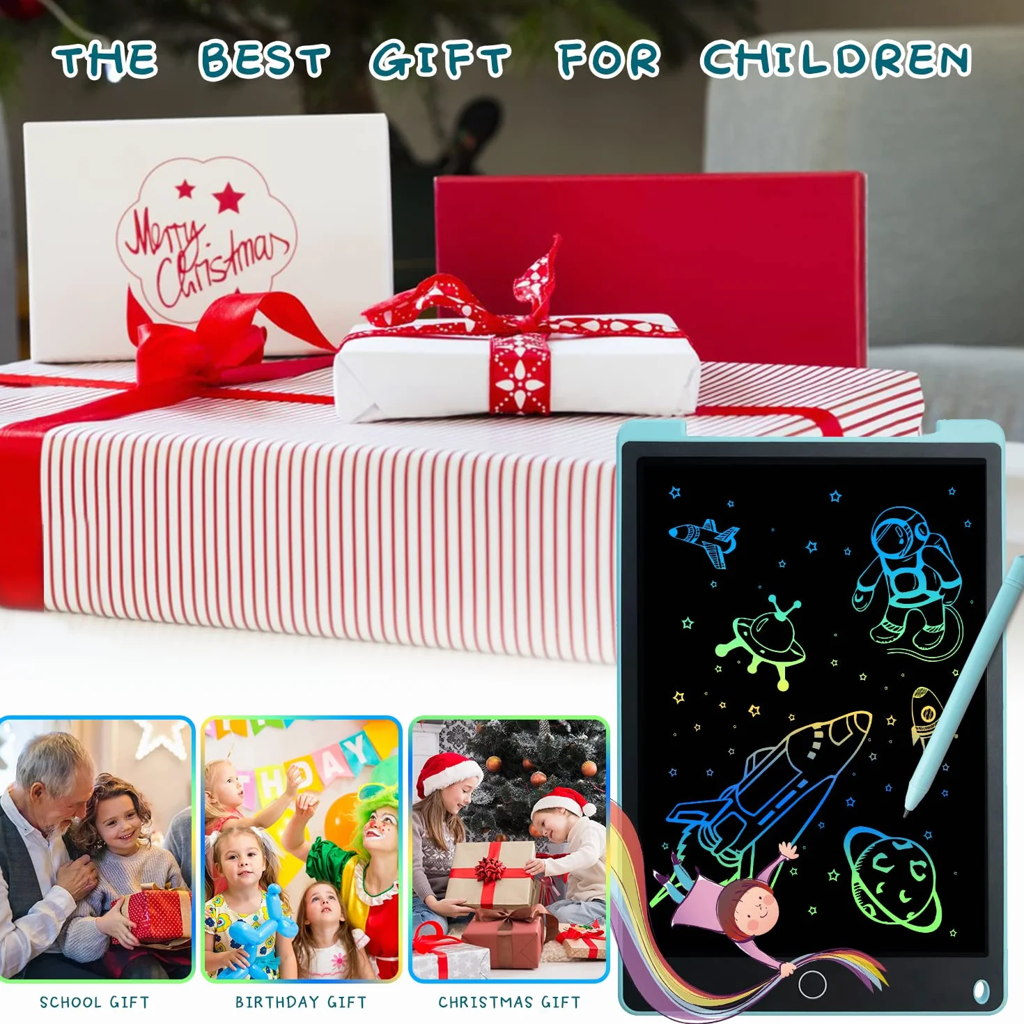 Tavoletta Grafica LCD 12 Pollici, Lavagna Magnetica per Bambini, Disegno Digitale Portatile, Regalo 4-6 Anni