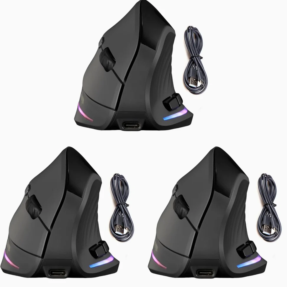 Mouse wireless verticale Mouse ergonomico ricaricabile Tri-Mode BT+2.4GHz+mouse ottico cablato