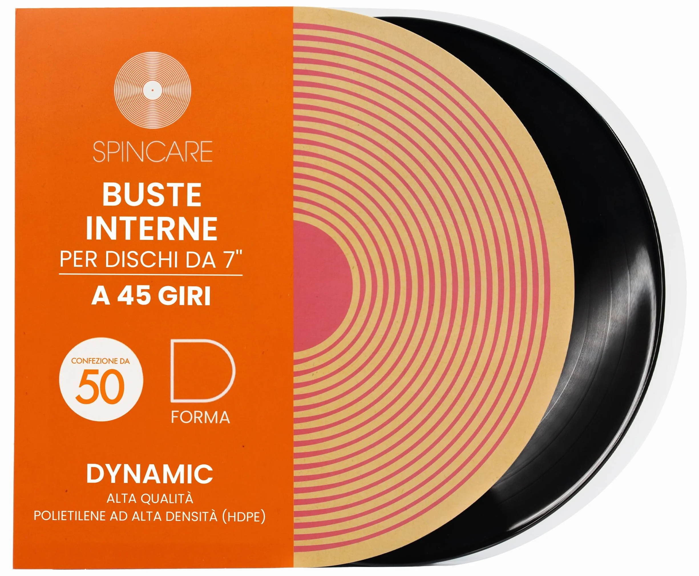 Spincare 50x 7 pollici Single 45 RPM buste interne antistatiche per vinili | Dynamic bordo arrotondato buste in HDPE antistatiche qualità archivio per la conservazione di vinili 7” 45 RPM