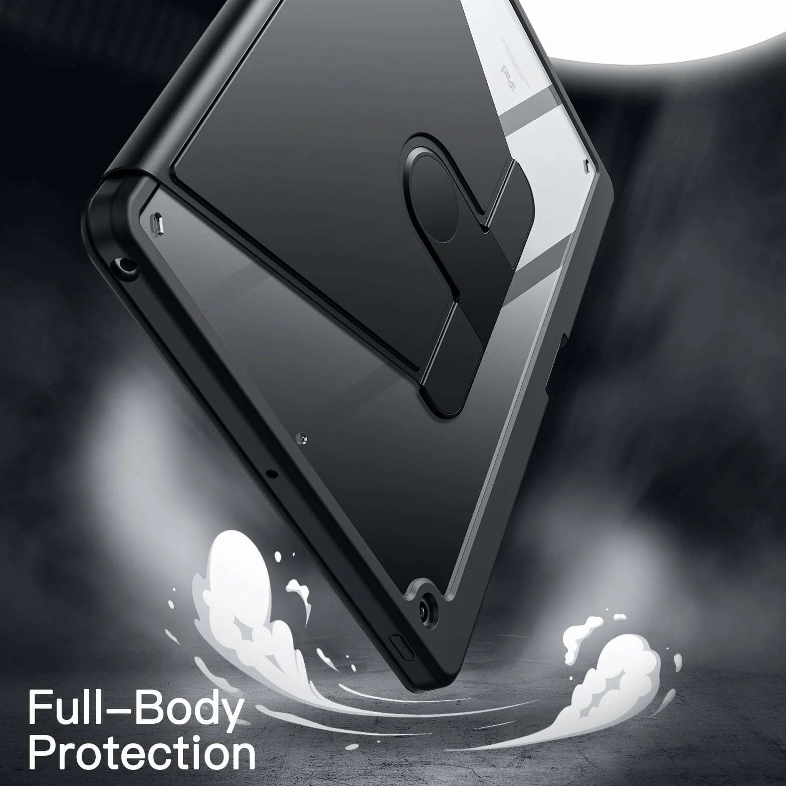 JETech Rotante Custodia per iPad 9/8/7 10,2 Pollici 2021/2020/2019 con Portapenne 360 Gradi Rotazione Cover Nero