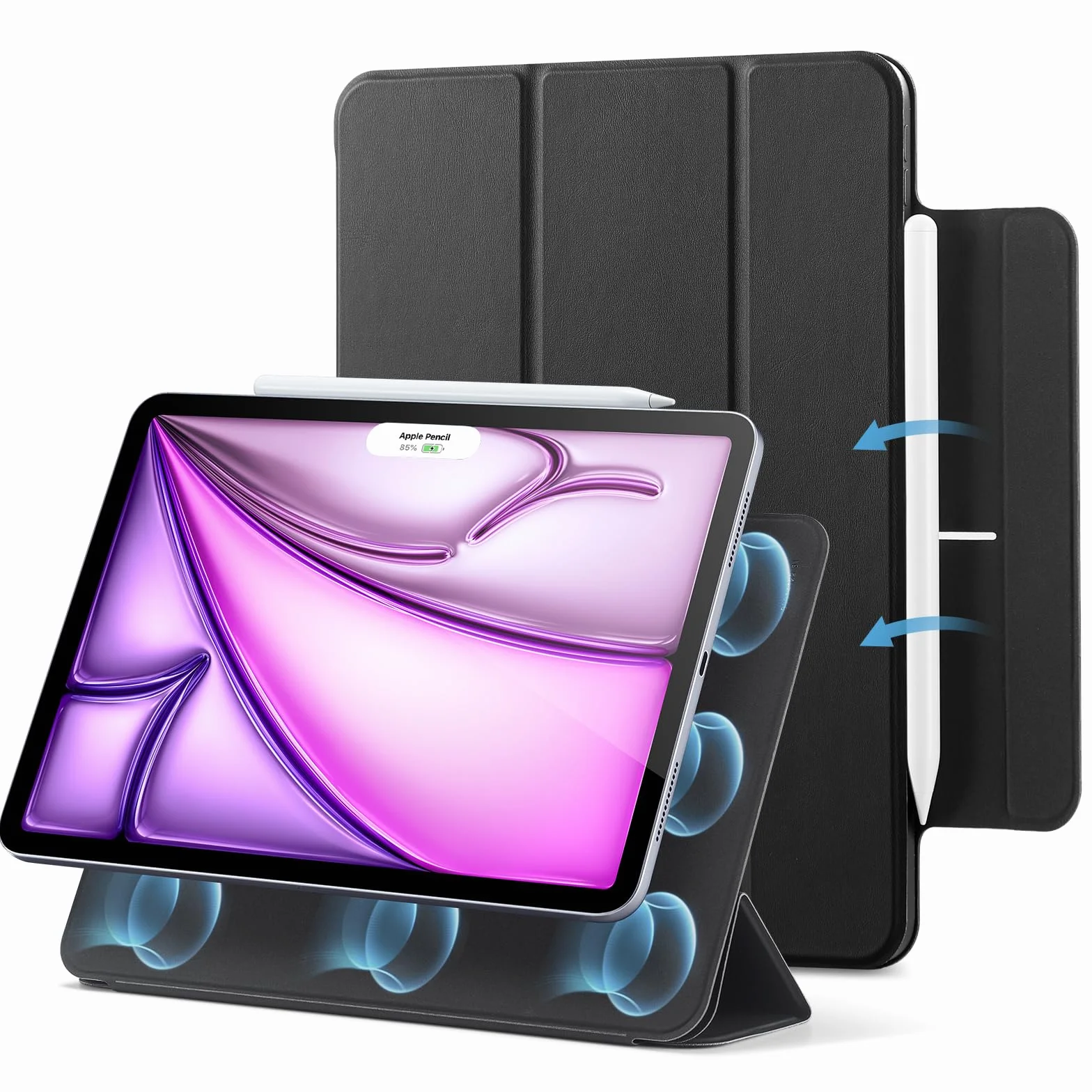 ESR Custodia Magnetica Trifold per iPad Air 13" M4/M3/M2 (2026/2025/2024), iPad Pro 12.9 (6a/5a/4a Gen), Nero