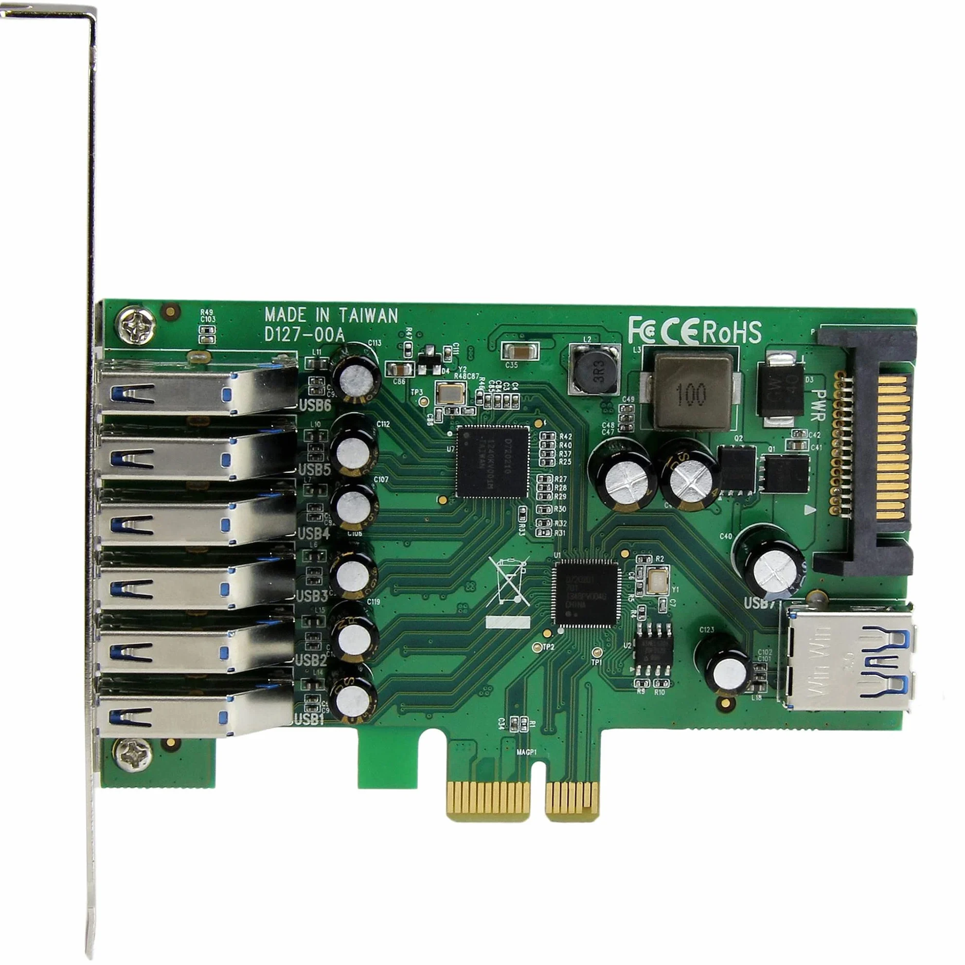 StarTech.com Scheda Espansione PCI Express USB 3.0 (5Gbps) a 7 porte con profilo basso e standard, alimentazione SATA