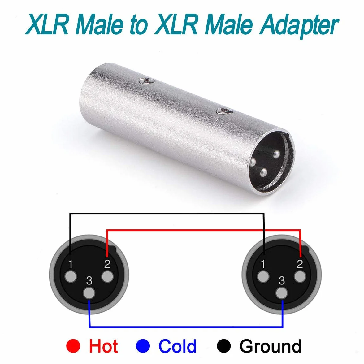 Greluma Adattatore XLR da Maschio a Maschio - 3 Pezzi Connettore a 3 Pin Compatibile con Microfono, Mixer
