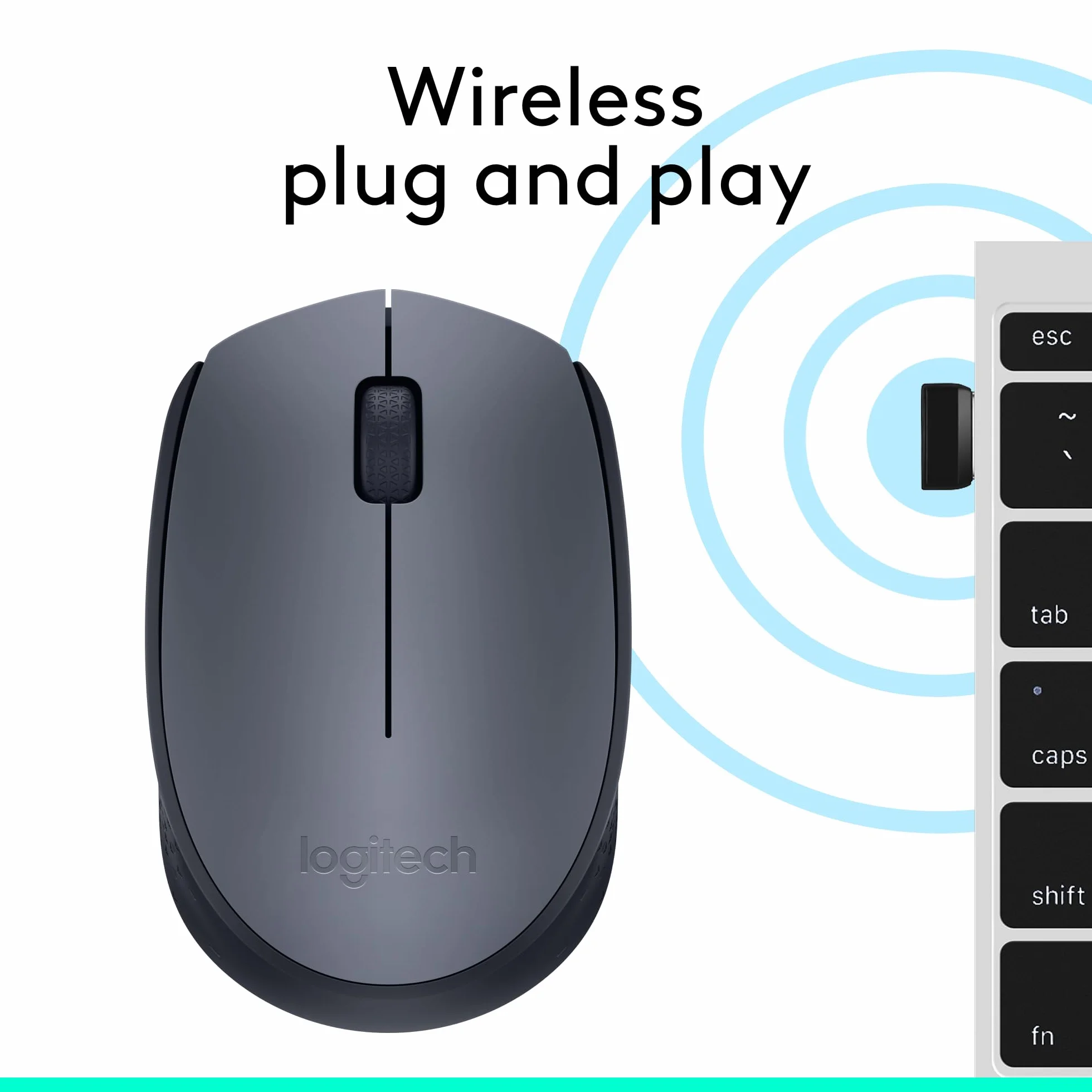 Logitech M170 Mouse Wireless 2.4 GHz Nano USB Ottico Ambidestro Grigio