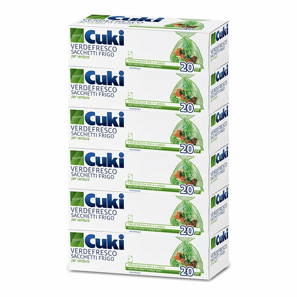 Cuki Verdefresco Sacchetti Frigo 29x42 cm 6x20 Pezzi 810 g