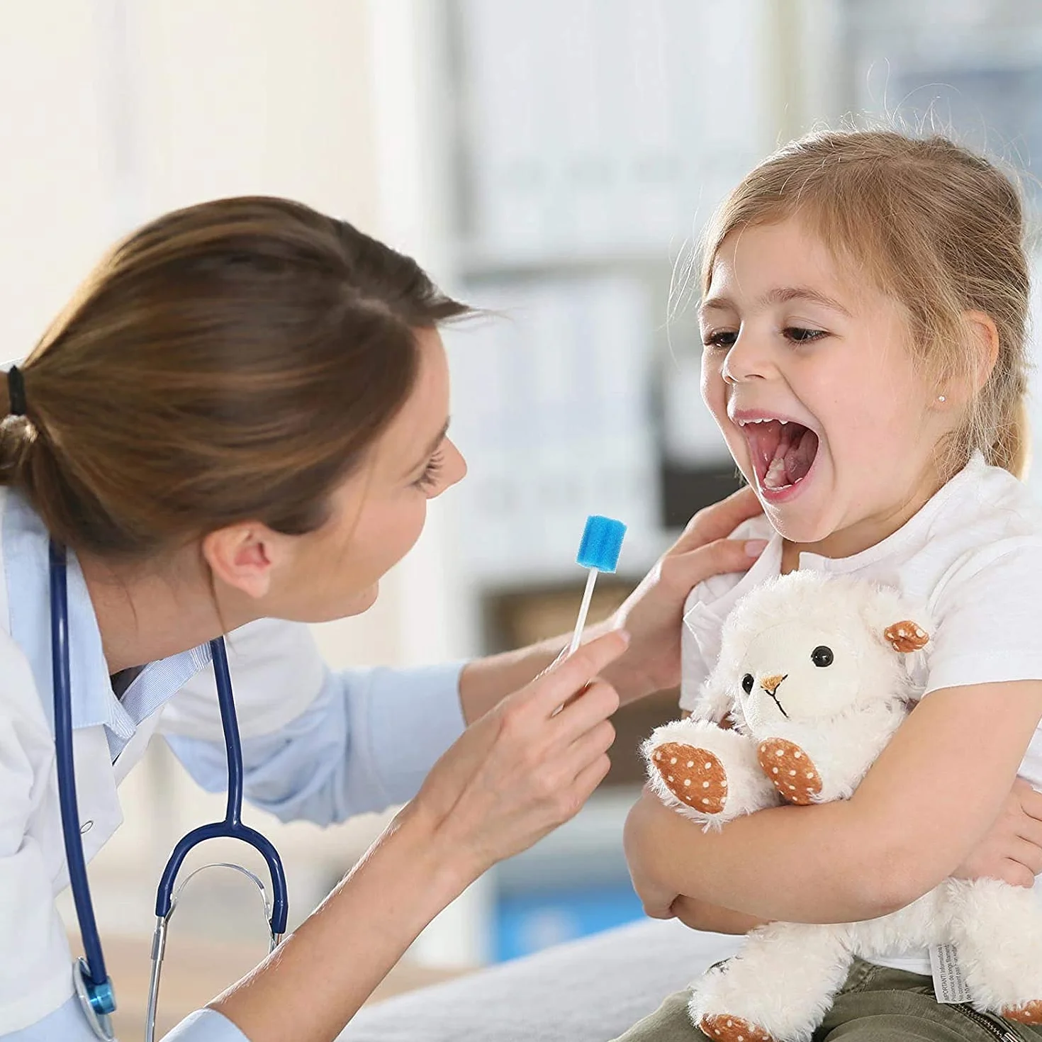 Voarge 100 Pezzi Tamponi Monouso per Igiene Orale, Spugna Pulizia Dentale per Bocca Bambini Adulti Anziani