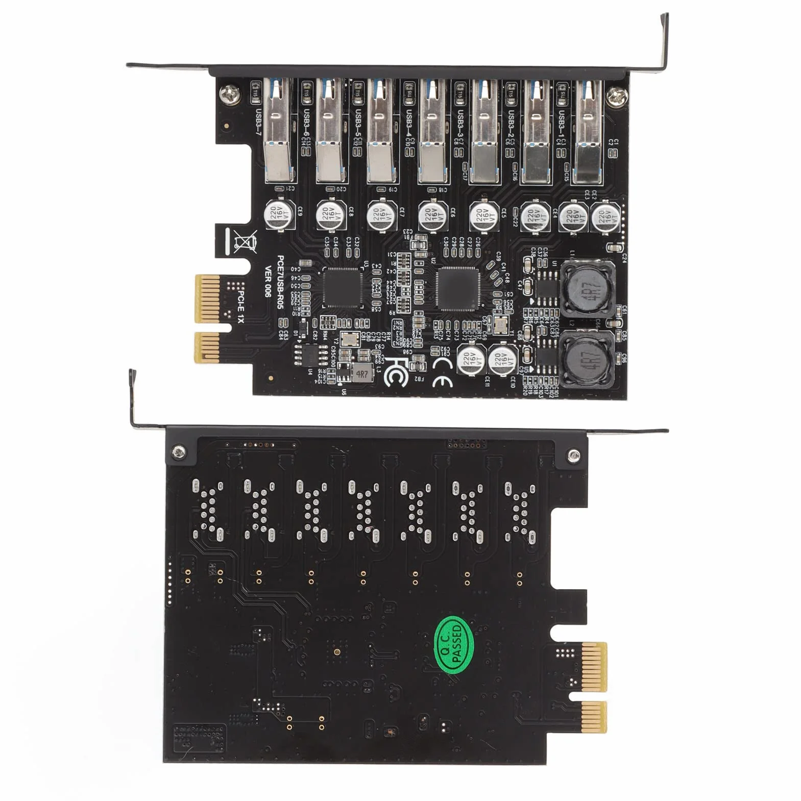 Scheda di Espansione PCIE a 7 Porte, Scheda di Espansione PCIe Ad Alta velocità da 5 Gbps a USB 3.2 per Scheda Host PC Desktop, Supporto per 11/10/8/7/XP e Linux