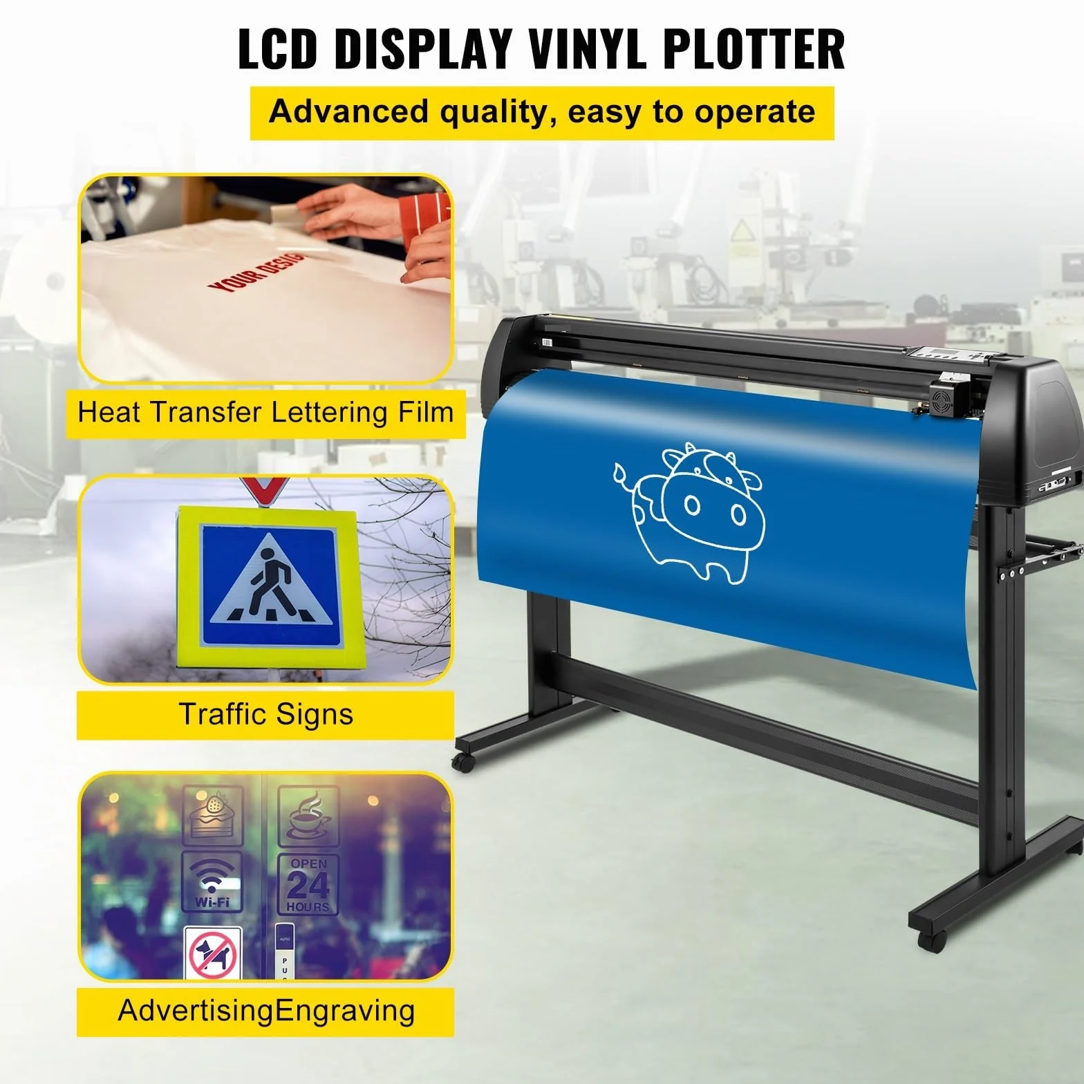 Plotter da taglio in vinile Stampante for segni Display LCD Crea etichette SignCut con supporto Software Signmaster Funzionamento Stabile(720mm)