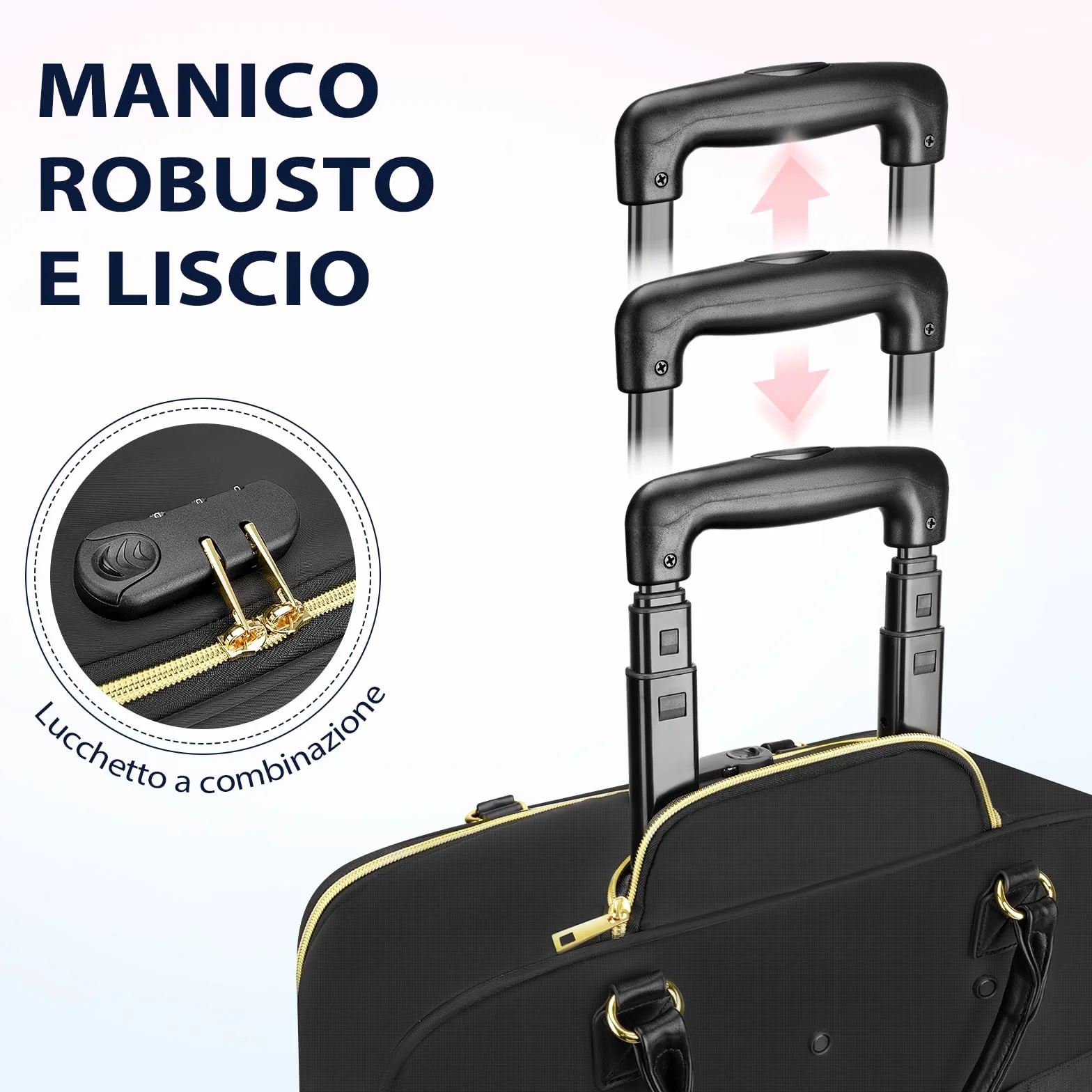 Ytonet Business Trolley 4 Ruote Piroettanti Valigetta Laptop 17,3 Pollici Valigia Pilota Tasca Organizzatore Chiusura Combinazione Nero