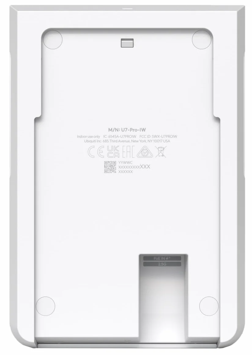 Ubiquiti U7-PRO-WALL UniFi Access Point WiFi 7 Tri-Band 2.4/5/6 GHz, 2.5 GbE, Montaggio a Parete, PoE+, Bianco