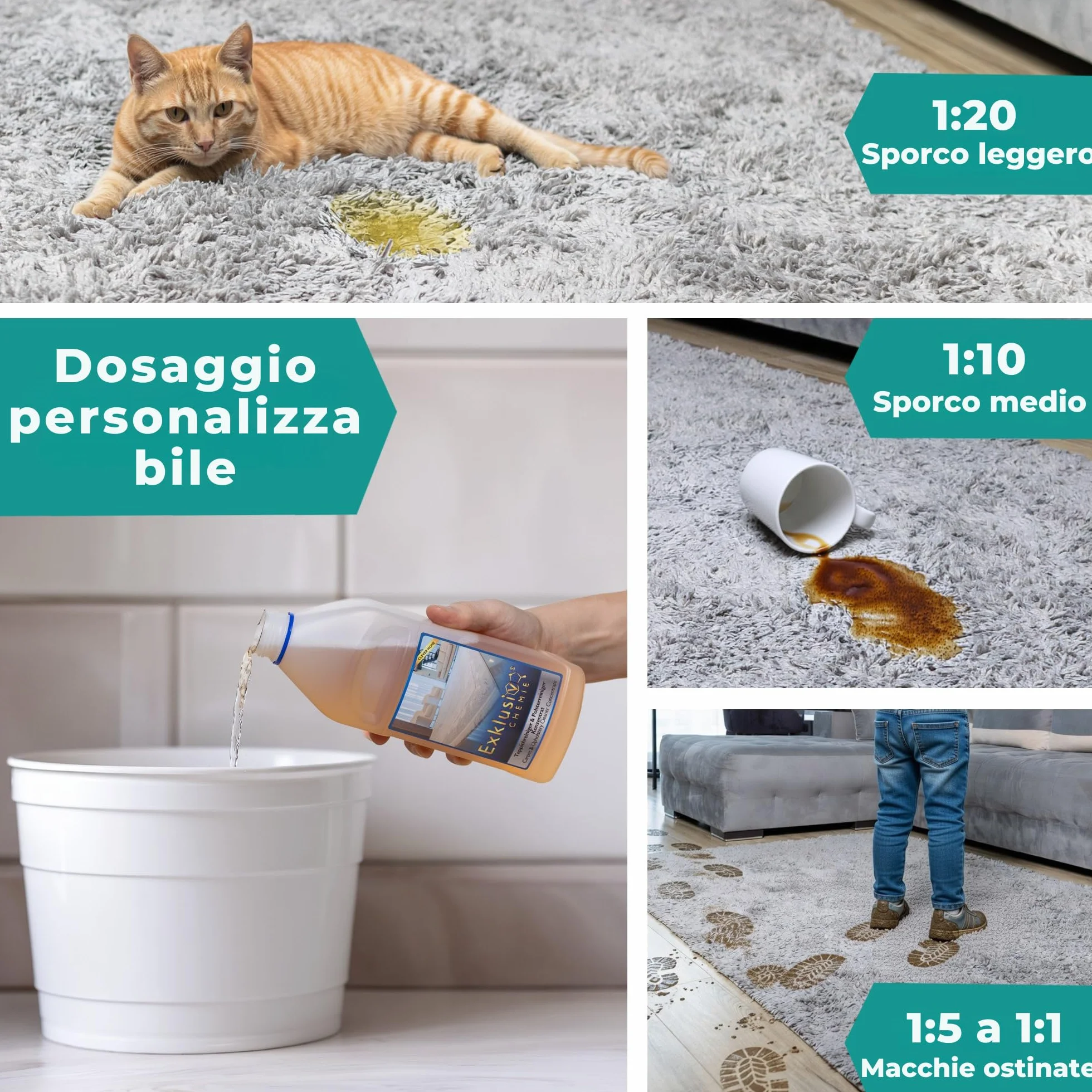 Exklusiv Chemie Detergente concentrato per tappeti 1L per aspirapolvere lavanti
