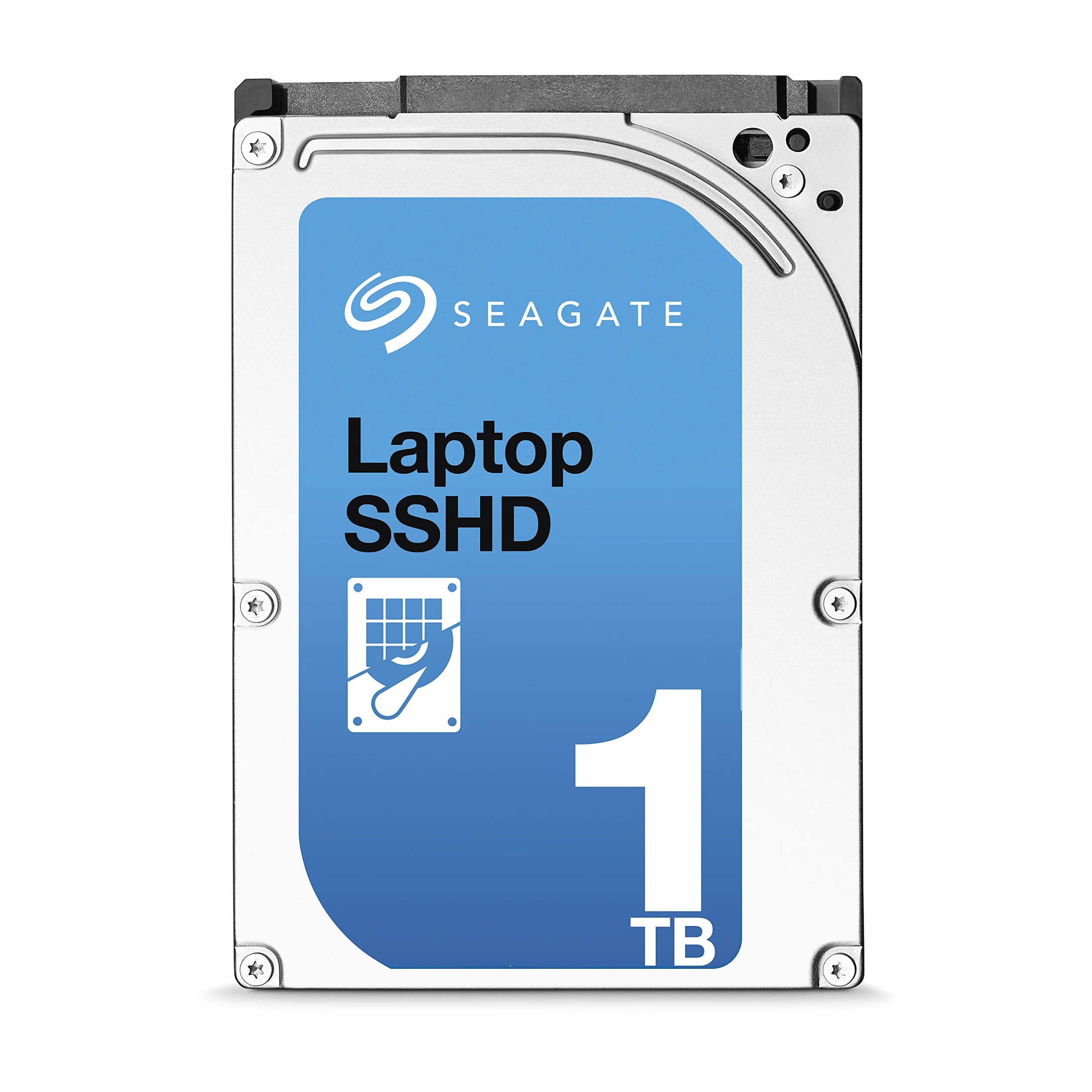 Seagate, Hard disk ibrido SSHD per laptop, 1TB, 5400 giri al minuto, 64 Mb, SATA, sottile, 9,5 mm, 8 Gb di memoria Flash, ST1000LM014