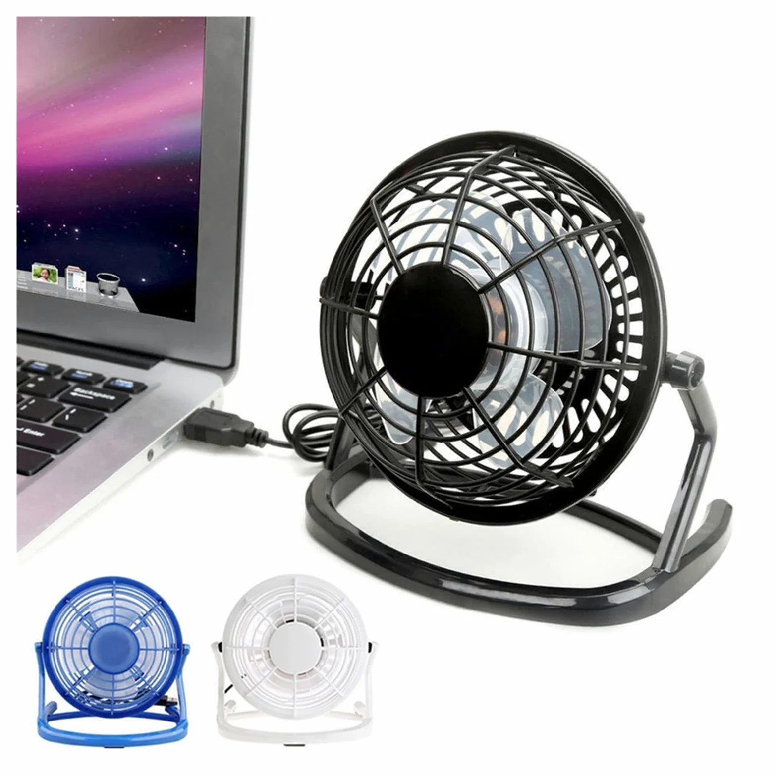 Ventilatore piccolo, Ventola silenziosa USB universale for PC domestico in ufficio(White)