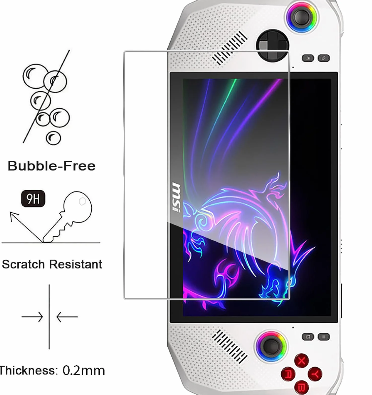 GIOPUEY [2 Pezzi Vetro Temperato Compatibile con MSI Claw A8, Vetro ad Alta Trasmittanza, Resistente ai Graffi, Cover Compatibile, Pellicola Prottetiva per MSI Claw A8