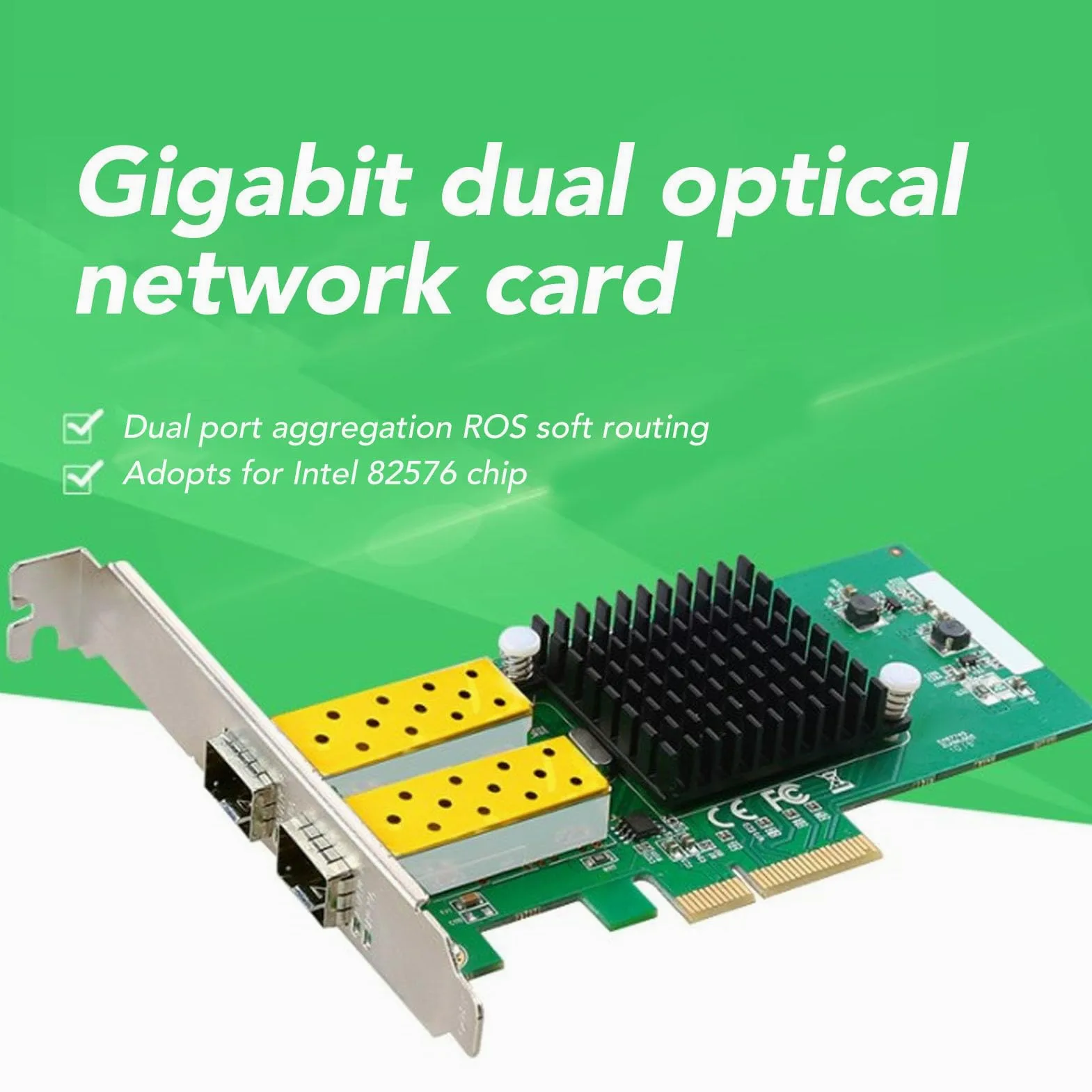 Scheda di Rete Gigabit PCIe X4, Adattatore di Rete PCIe a Doppia Porta con Chip 82576, Adattatore di Rete Gigabit Ethernet, Efficiente Dissipazione del Calore