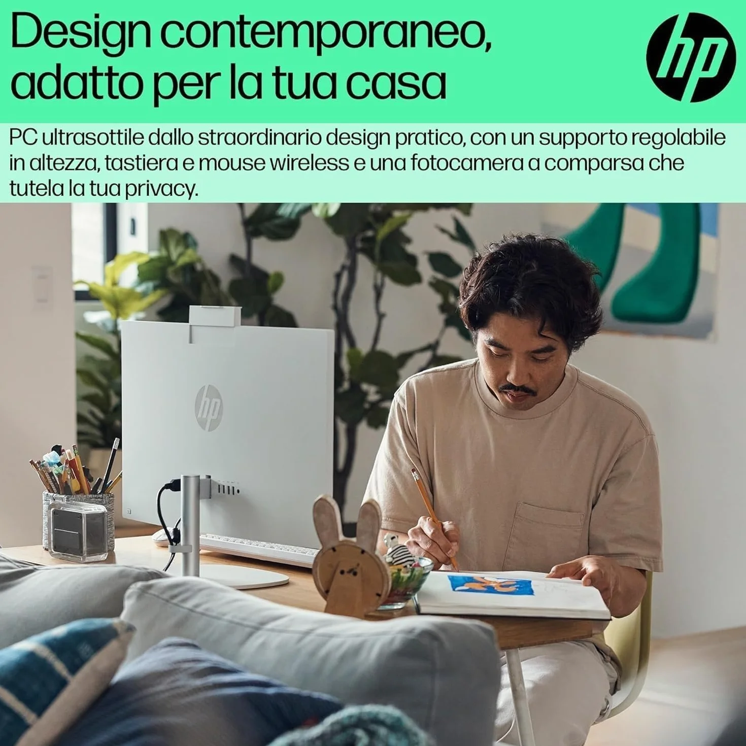 HP 24-cr1000sl All-in-One Intel Core Ultra 5-125U Intel Evo Edition 16GB RAM DDR5 512GB SSD 23,8" FHD IPS Antiriflesso Wi-Fi 6 Windows 11 Bianco