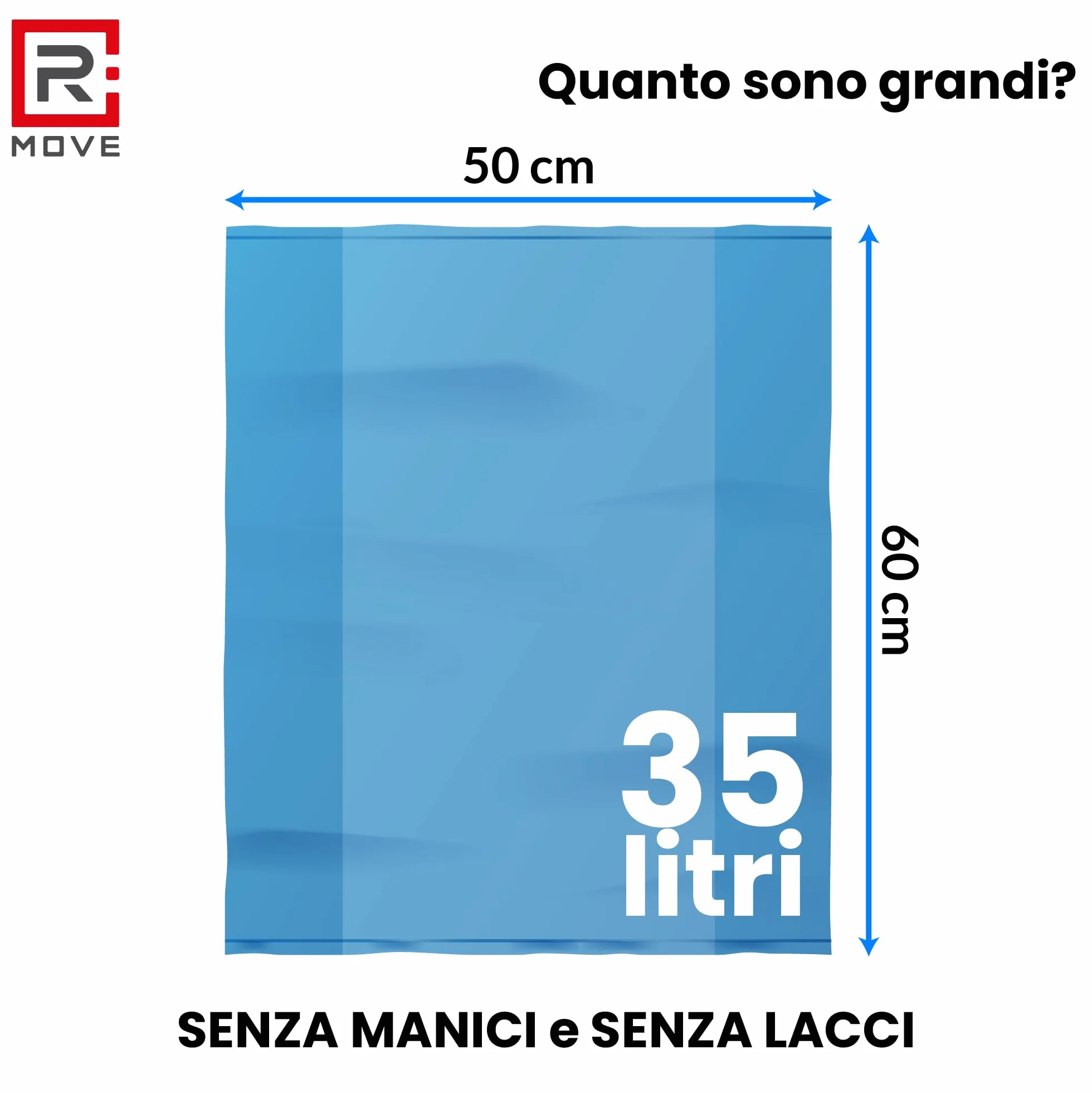 R MOVE 120 sacchetti spazzatura 50x60 cm 35 litri 6 rotoli