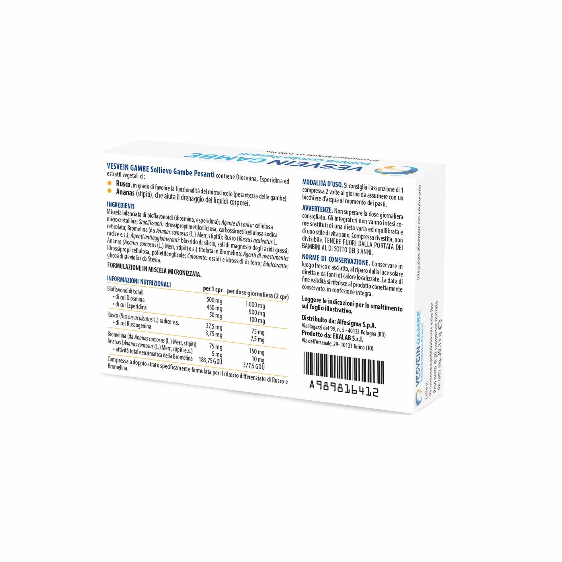 Diosmina Esperidina Bromelina integratore gambe pesanti 60 compresse