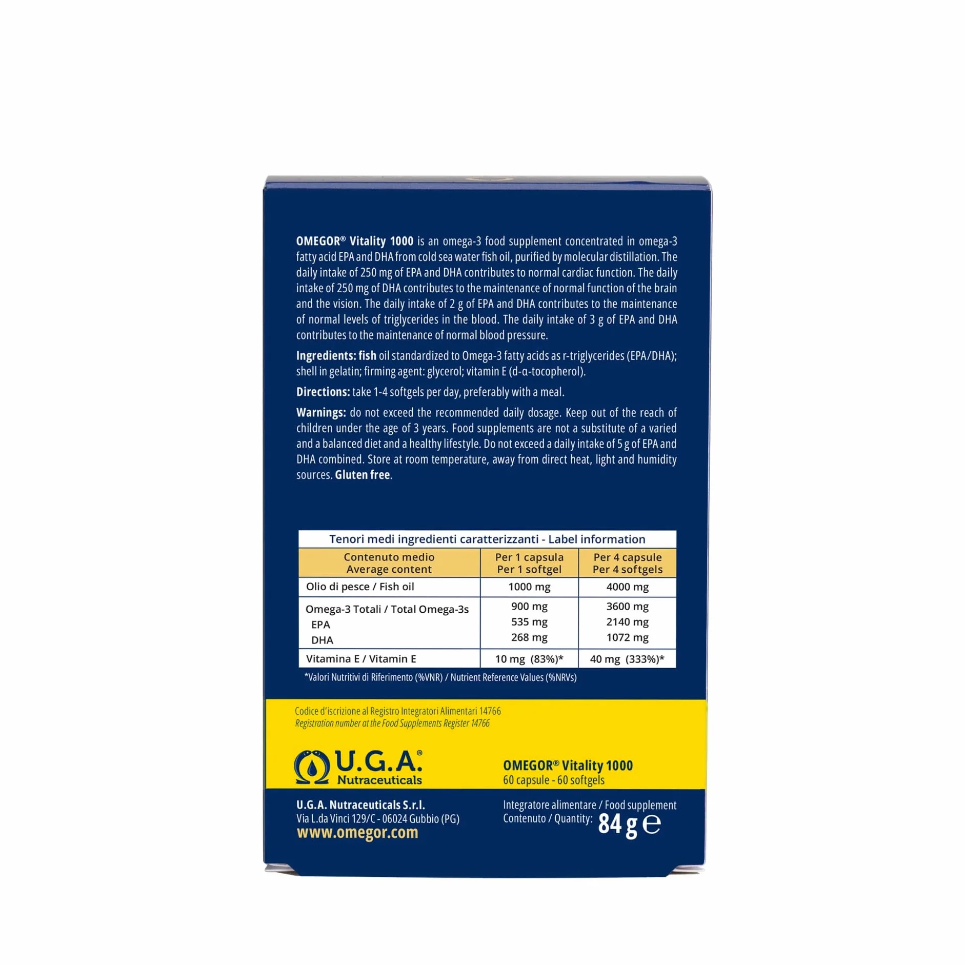 Omega 3 IFOS 5 Stelle 60 cps Olio di Pesce 1000mg Ricco di EPA DHA