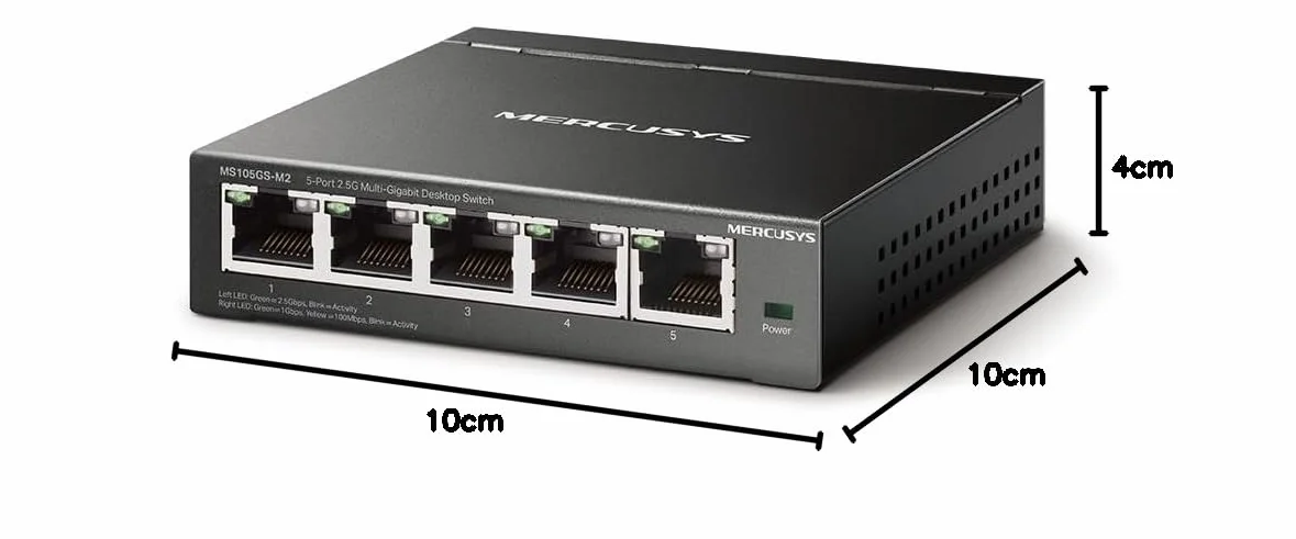 TP-Link Mercusys MS105GS-M2 Switch Ethernet 2.5 Gigabit 5 Porte, Cablaggio Hassle-Free, Plug & Play, Funzione Silenziosa, Ideale per Casa, Ufficio, Gaming, Access Point WiFi 6, Montaggio Desktop