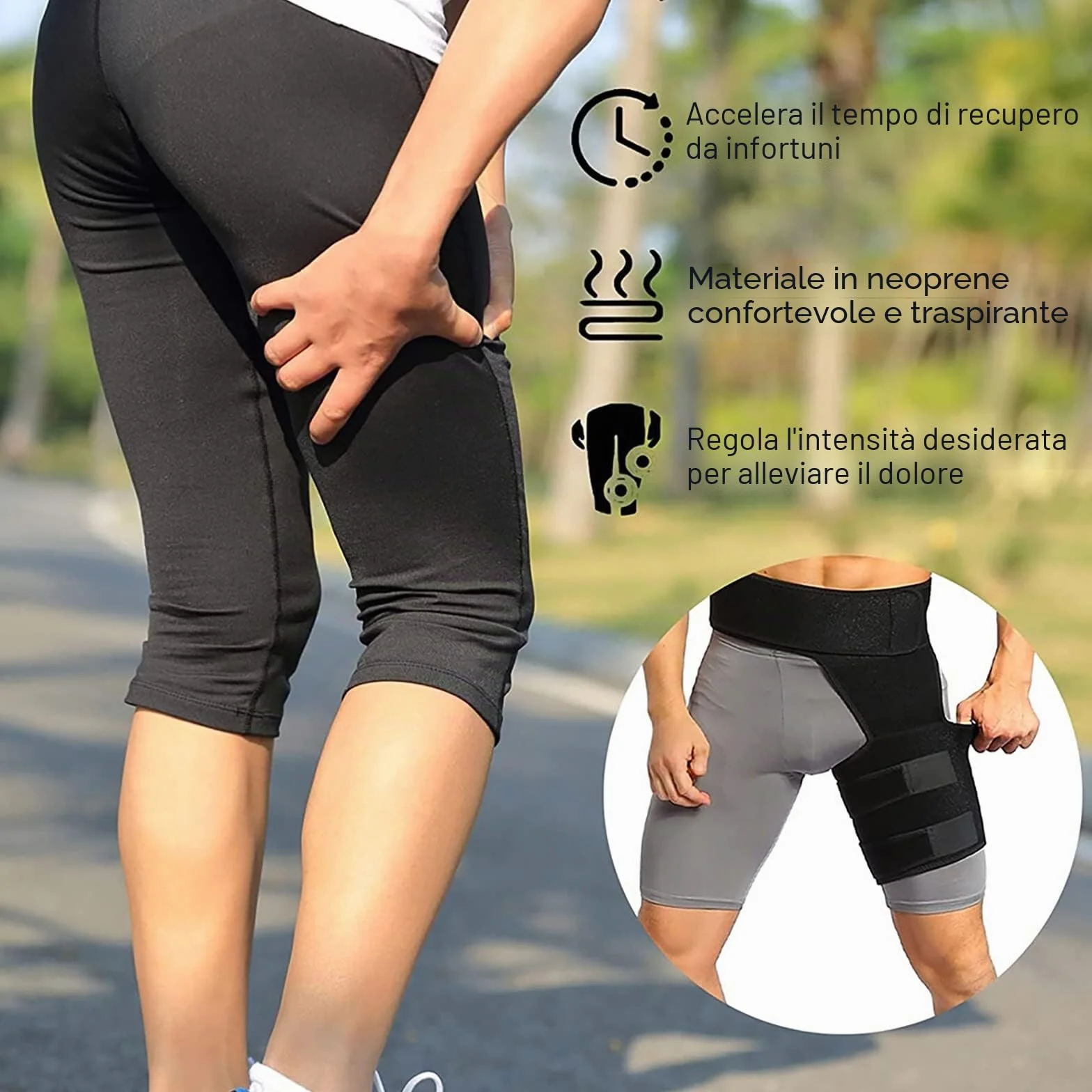 Tutore dell'anca per compressione coscia sollievo sciatica supporto gambe Manicotto avvolgente fianchi muscolari stabilizzatori