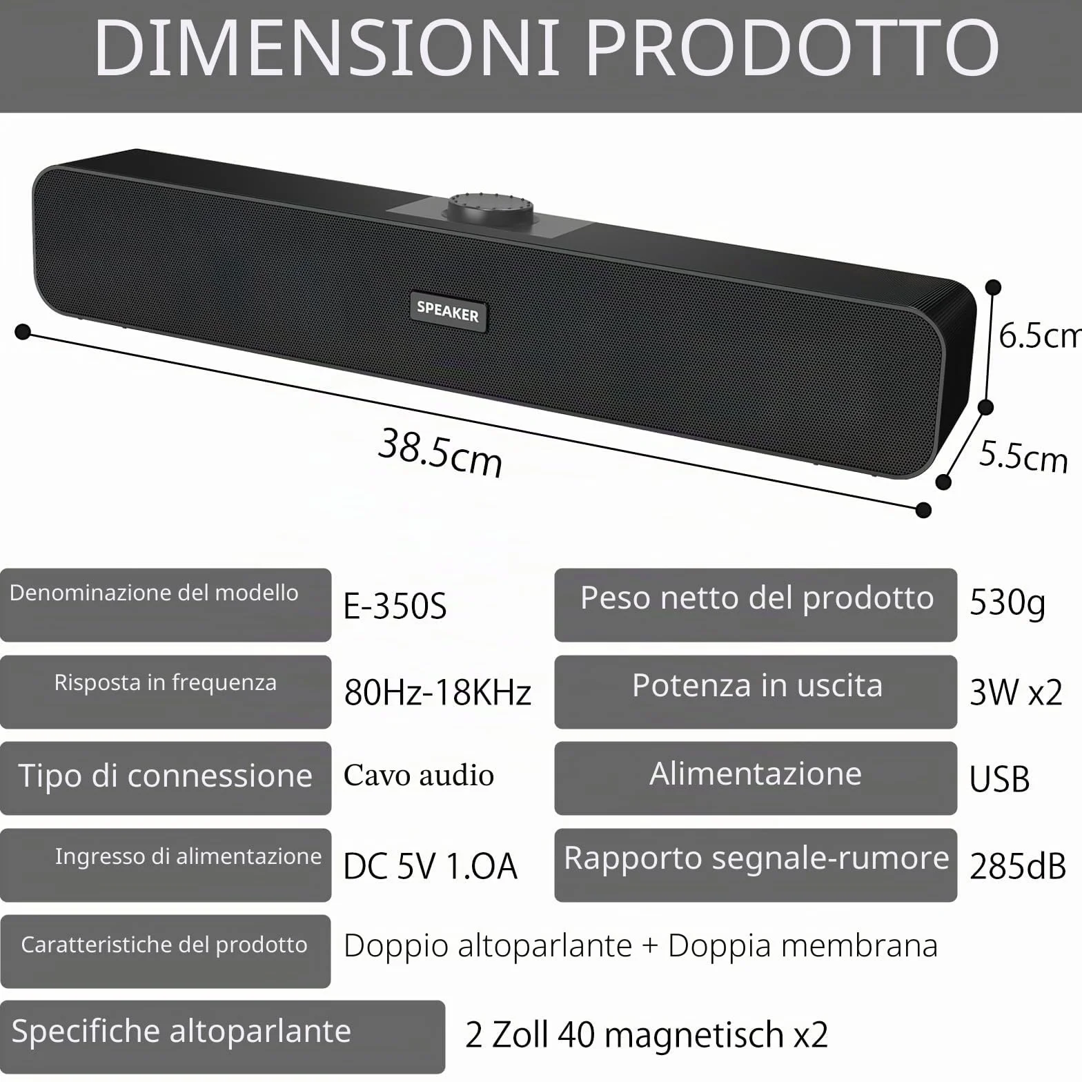 TNSLAND Casse PC USB Stereo Hi-Fi Altoparlanti per PC Fisso Soundbar Nero