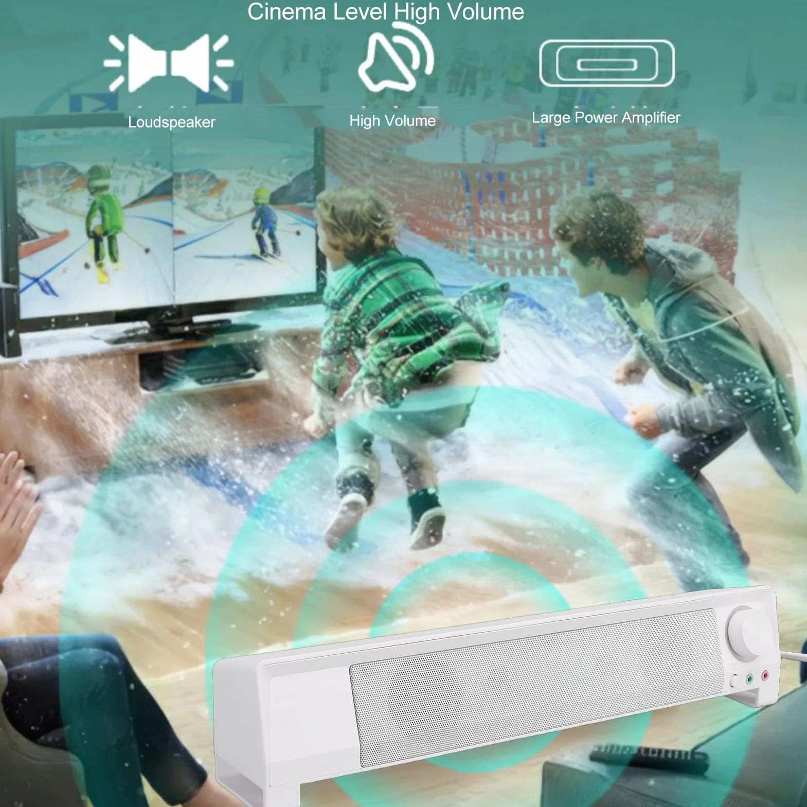 VGEBY Soundbar per Computer, Materiale ABS, Suono Chiaro con Bassi, per PC Desktop e Dispositivi Intelligenti, Ingresso USB da 3,5 Mm