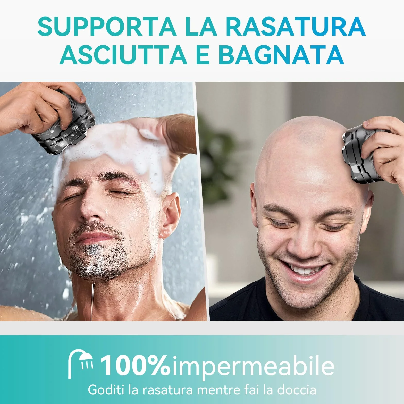 Kensen Rasoio Elettrico Testa Calva Uomo 6D Impermeabile Cordless 160 Minuti Autonomia USB-C