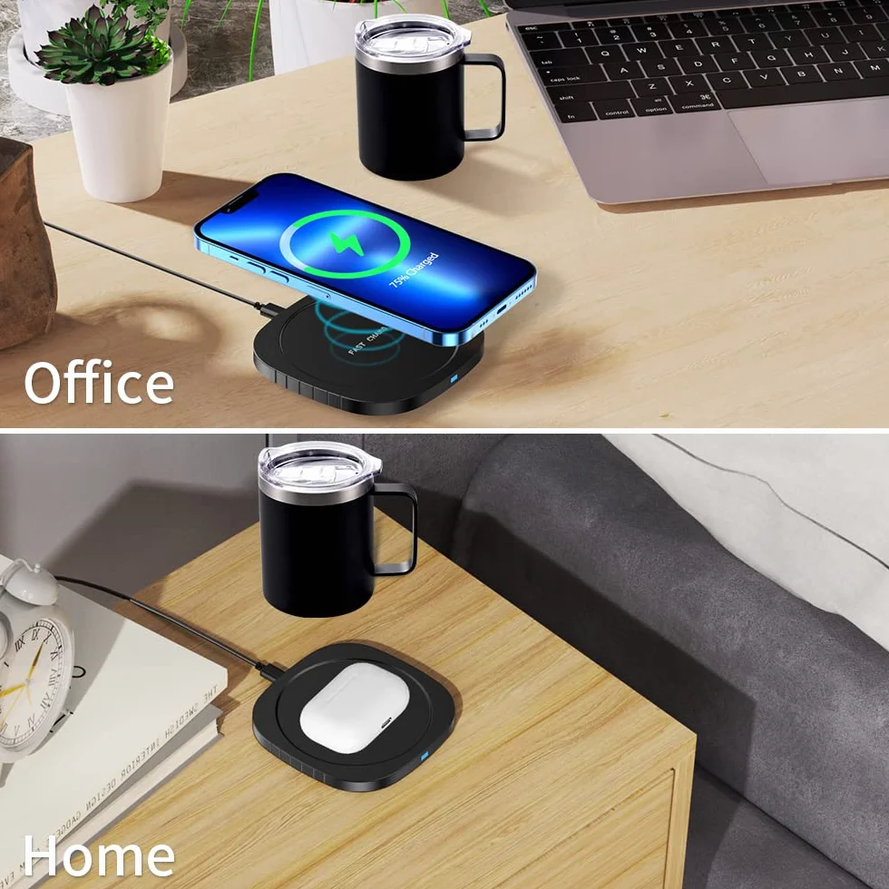 300ml Scalda Bevande Tazza USB 2 in 1 Elettrico Riscaldatore di Caffè Smart Temperatura costante 131 ℉ / 55 ℃ Set Scaldatazze Riscaldato per Casa e Ufficio Latte Acqua Tè Scaldabevande