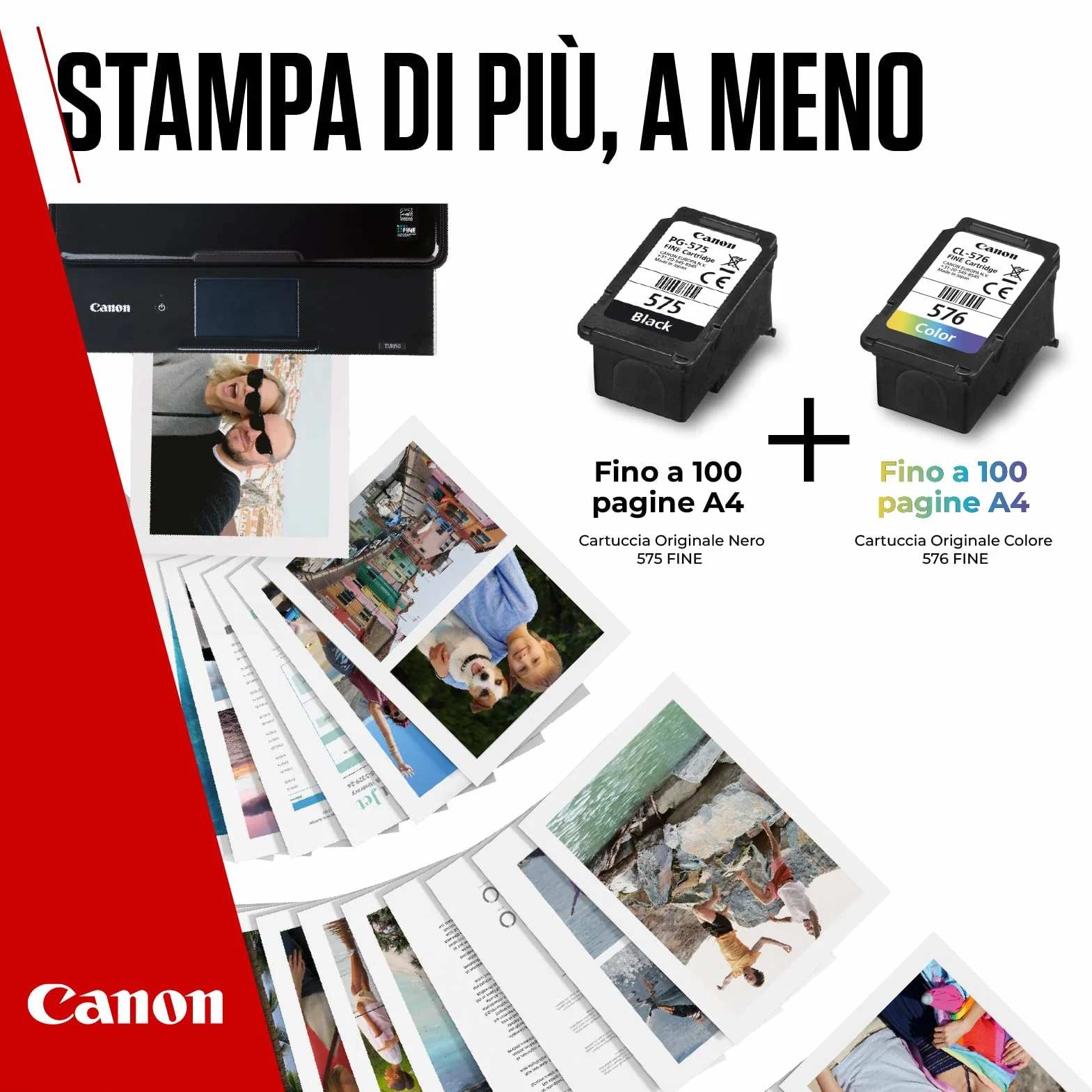 Canon Multipack Cartuccia Originali PG-575/CL-576 1 Nero 1 Colori 4x6 Carta Fotografica 50 Fogli