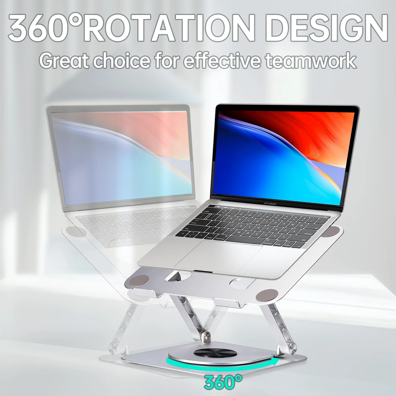 Supporto Monitor Scrivania - Supporto in Lega di Alluminio con Rotazione di 360 Gradi per PC Pieghevole, Regolabile in Altezza e Angolazione, Compatibile con iPad, Laptop e Tablet Sotto i 17 Pollici.