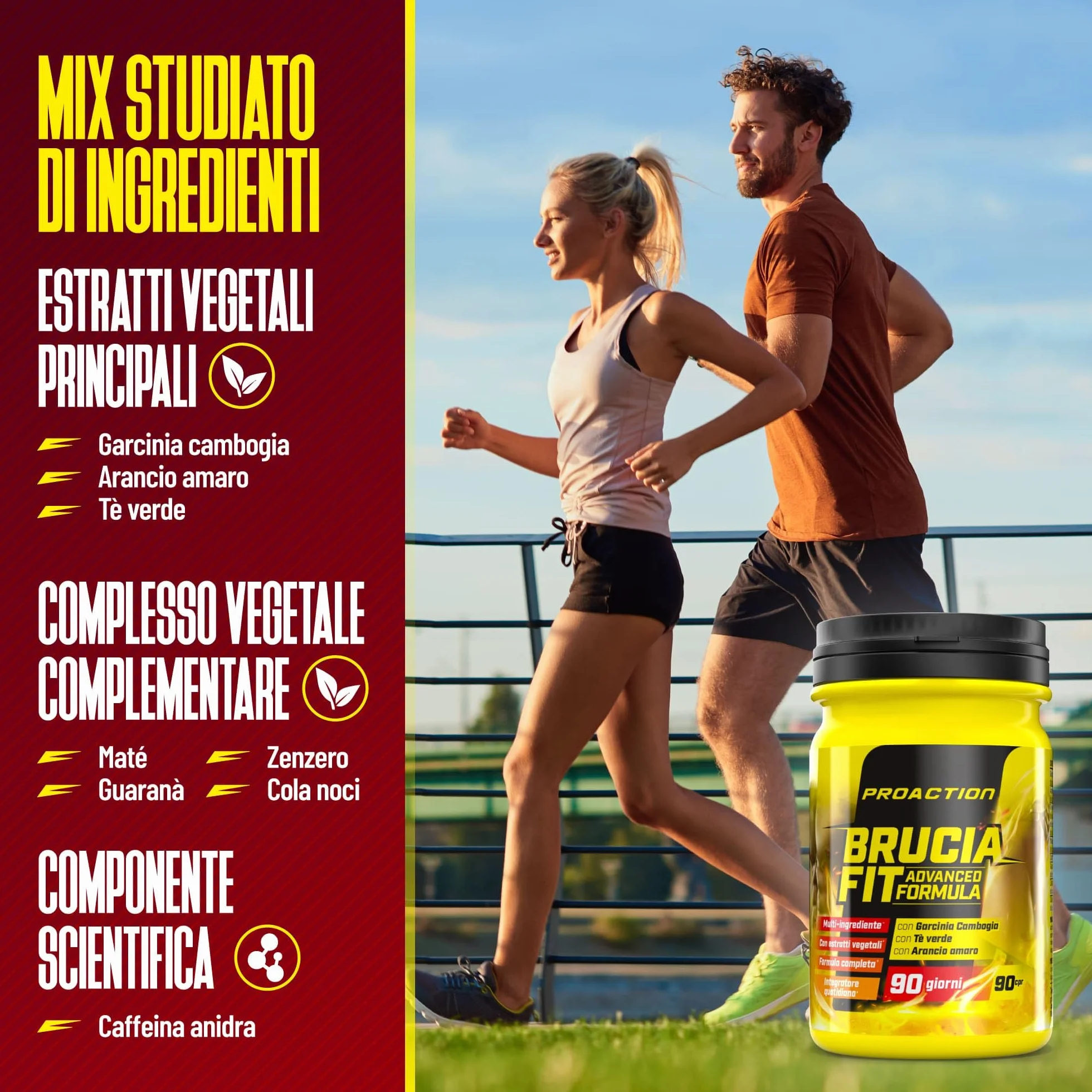 Integratore alimentare Garcinia Cambogia Arancio Amaro Tè Verde Maté Guaranà Zenzero Cola Noci Caffeina Anidra 90 compresse