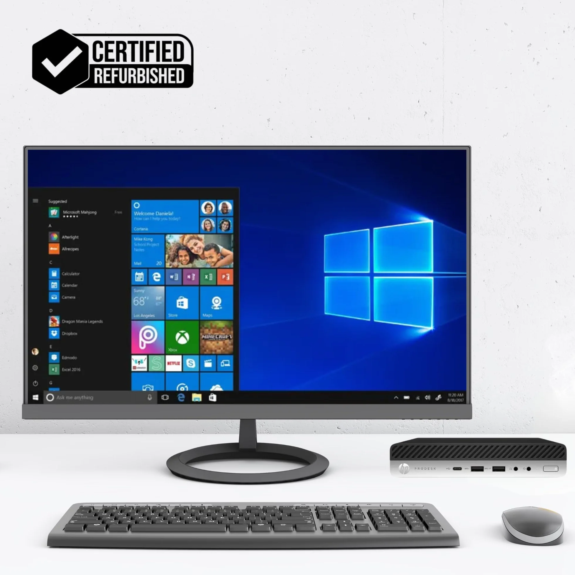 HP ProDesk Mini PC Tiny Intel i5-7500T 8GB RAM 256GB SSD Windows 11 Desktop Ricondizionato
