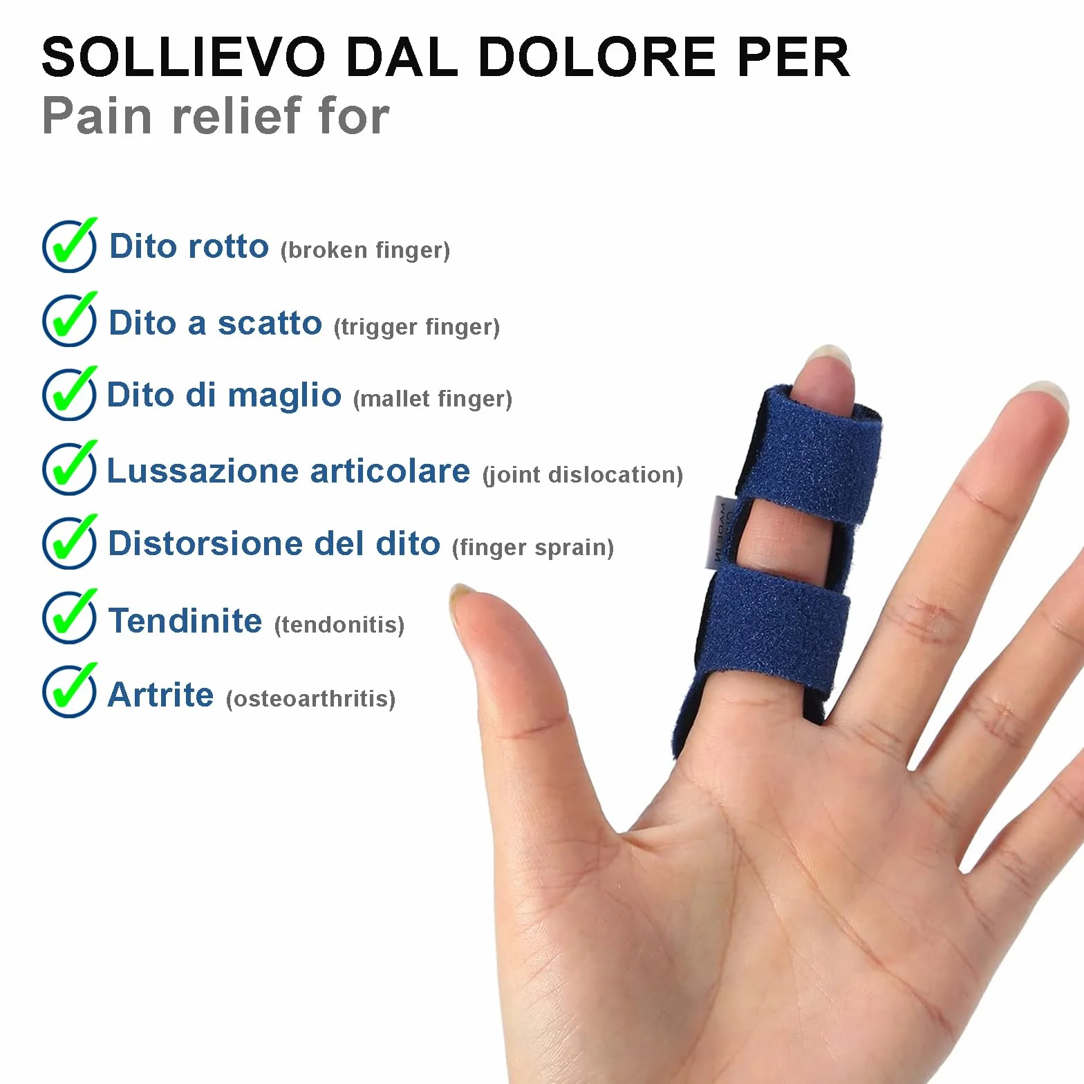 Tutore Dito Regolabile Traspirante con inserto in metallo, 3 Pezzi Stecca Dito Mano